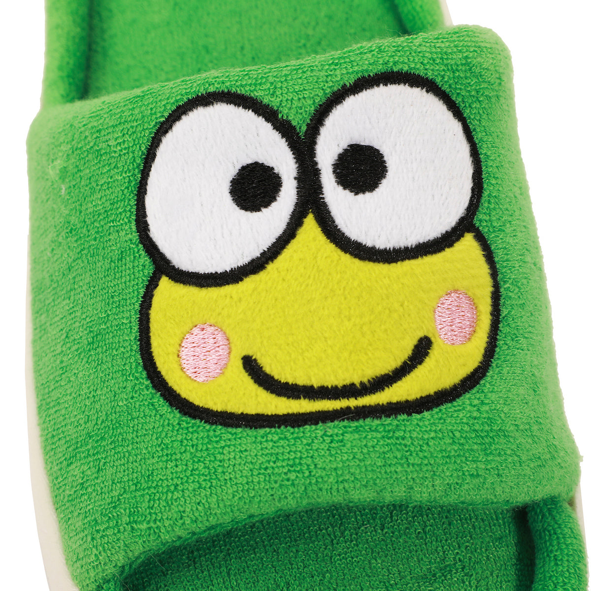 Keroppi Character Head Patch Women's Green Open Toed Slipper