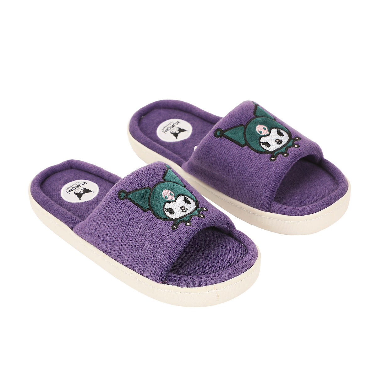 Kuromi Head Patch Women's Purple Open Toe Slipper
