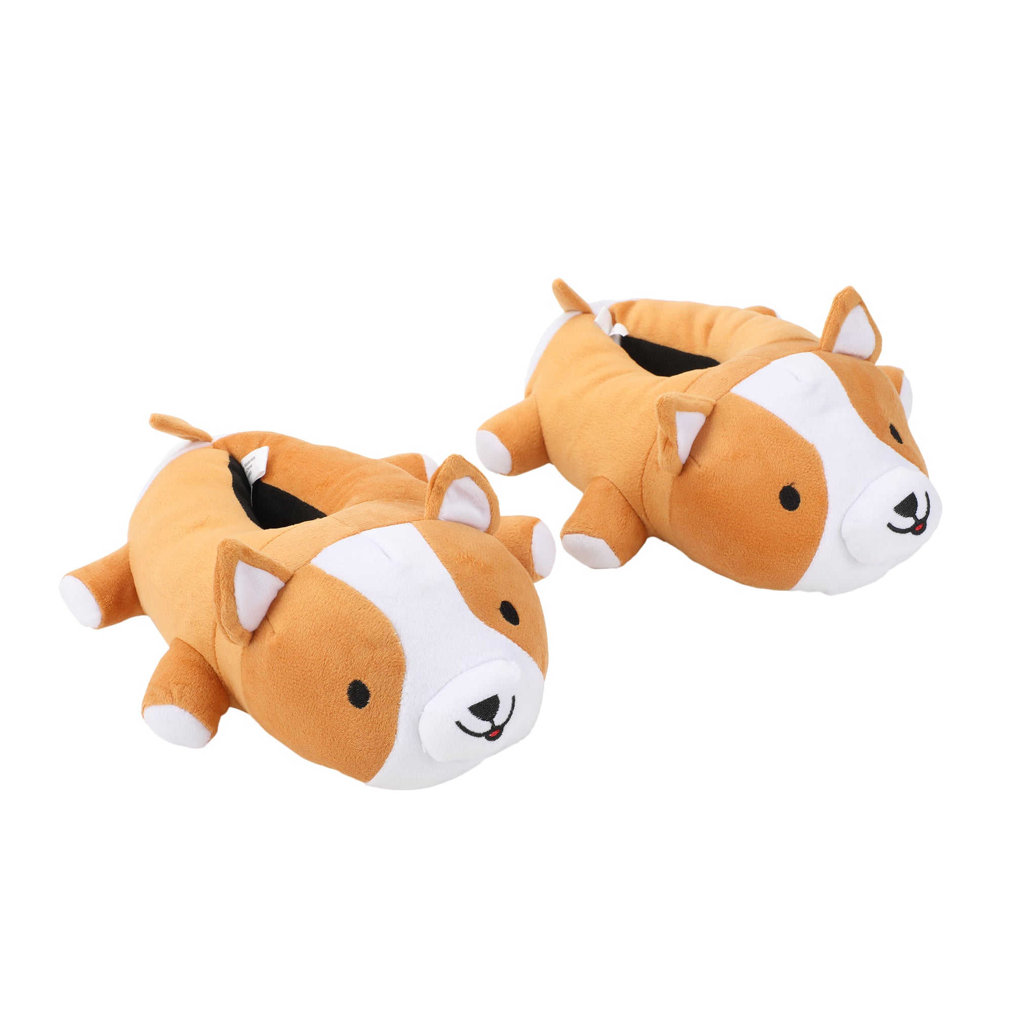 Corgi Youth Brown Plush Slippers