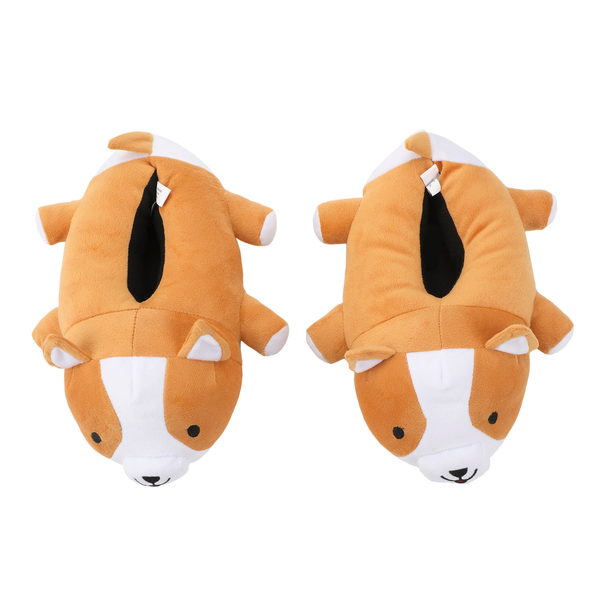 Corgi Youth Brown Plush Slippers