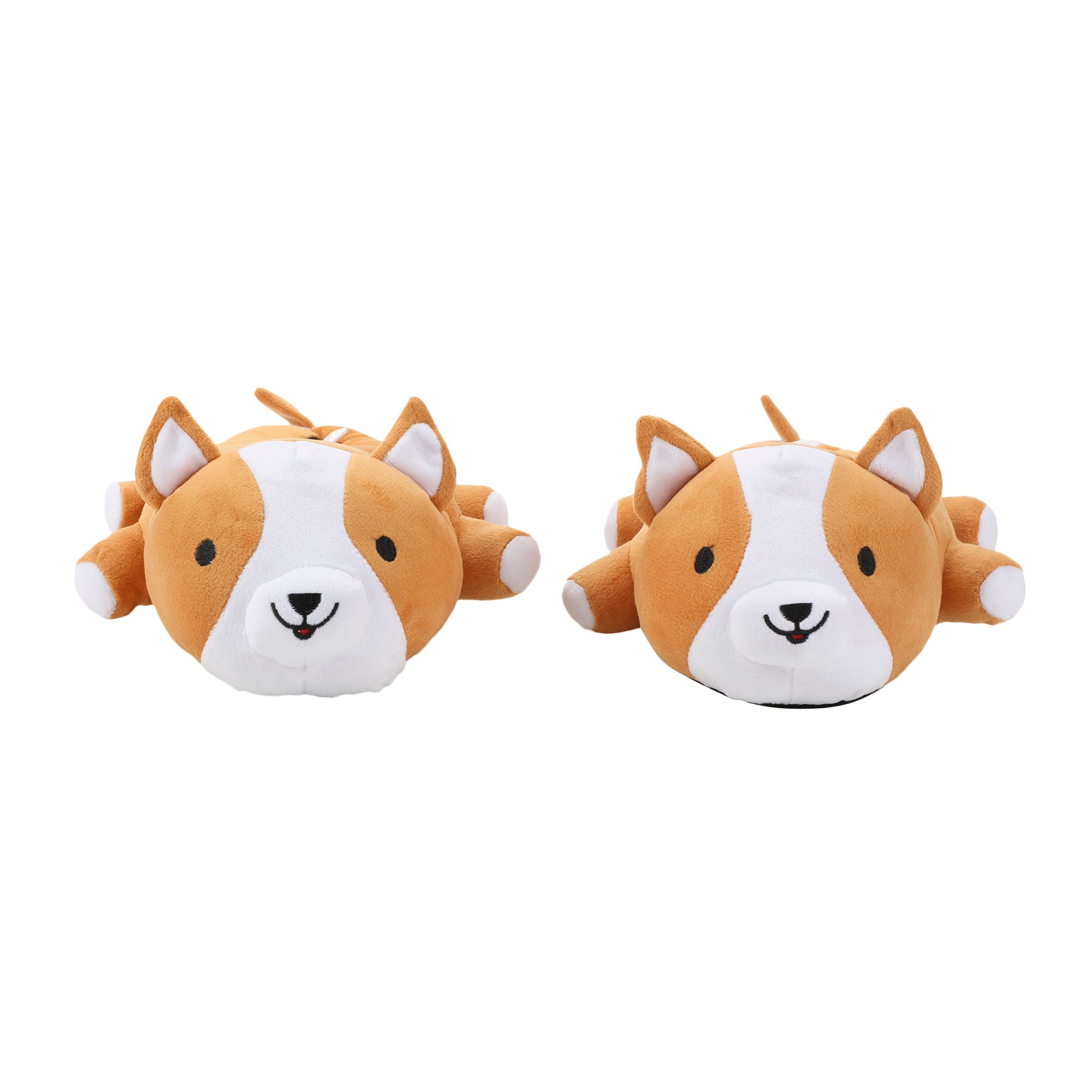 Corgi Youth Brown Plush Slippers