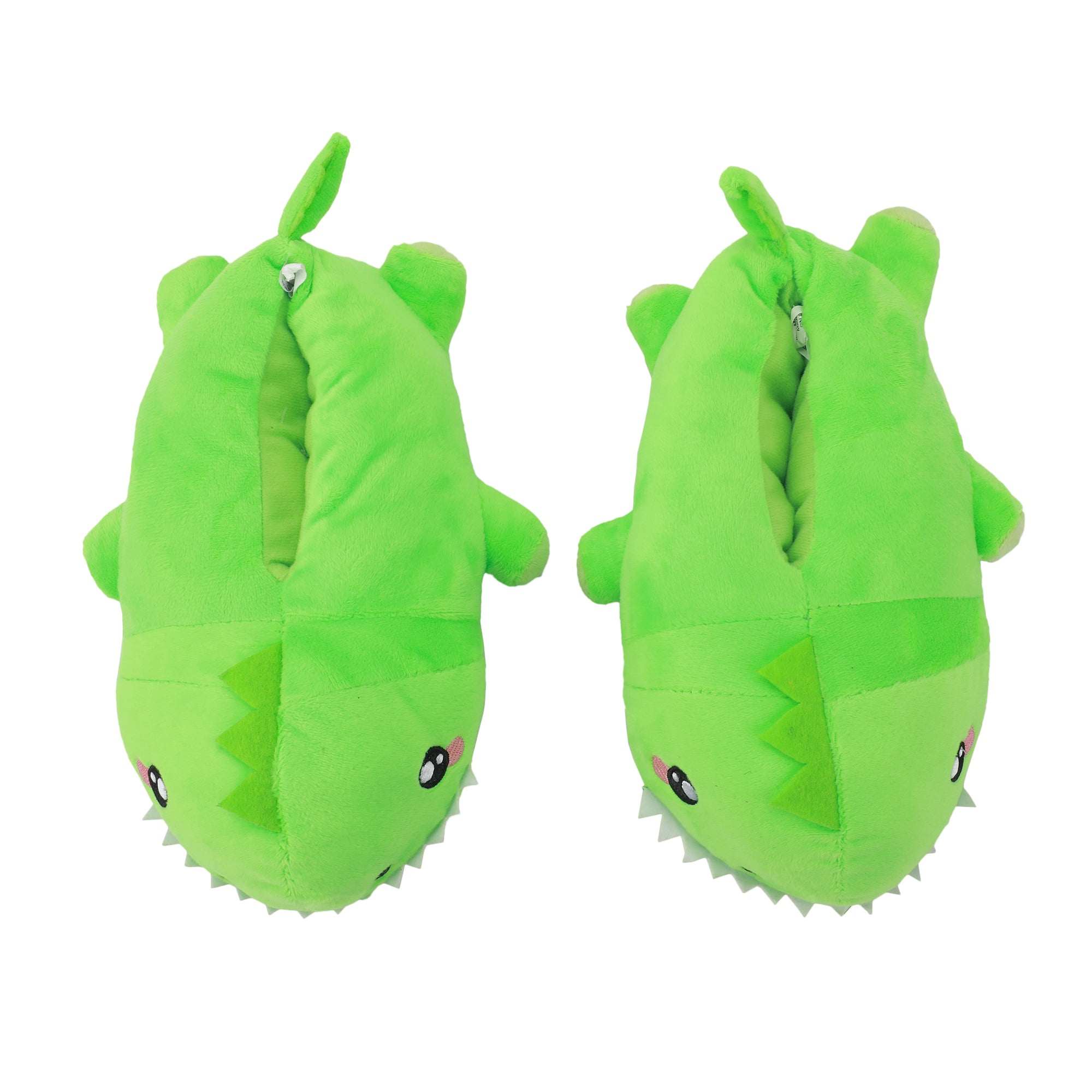 T-Rex Youth Green Plush Slippers