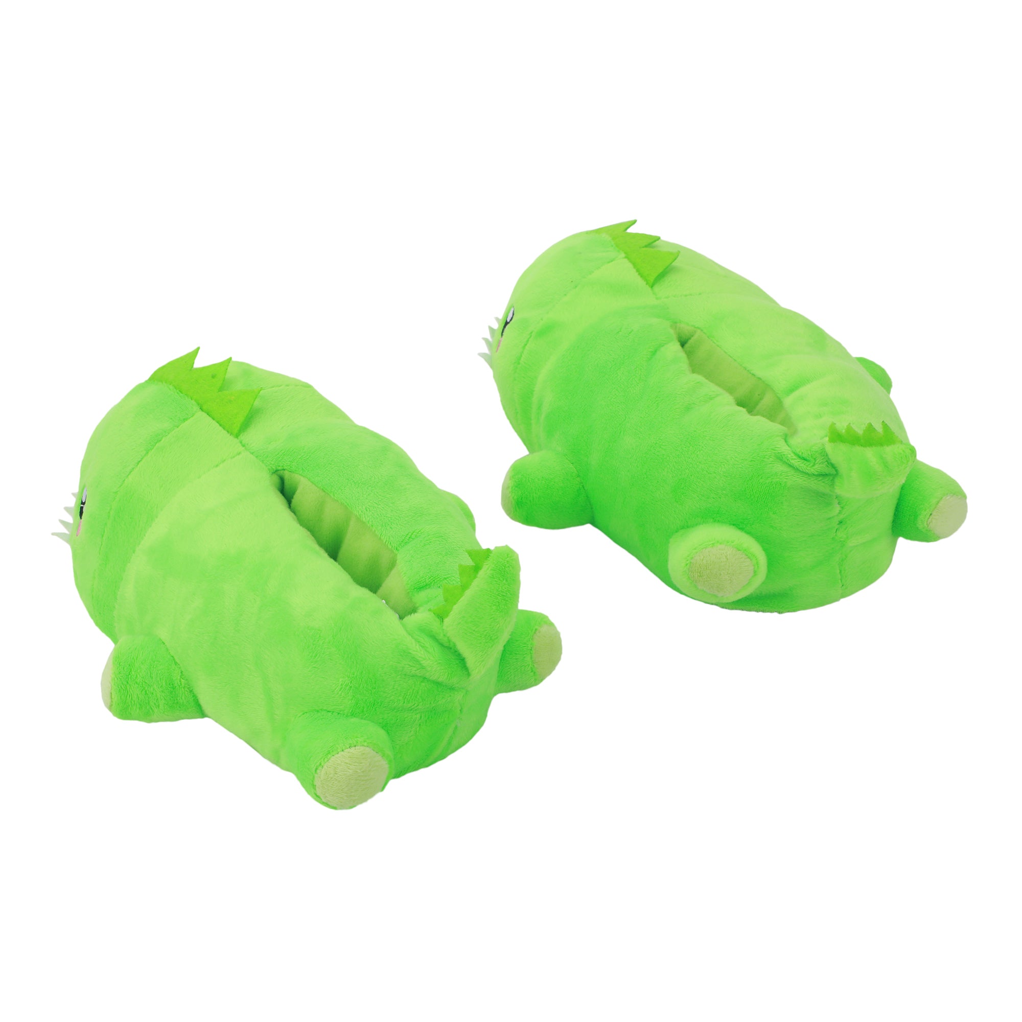 T-Rex Youth Green Plush Slippers