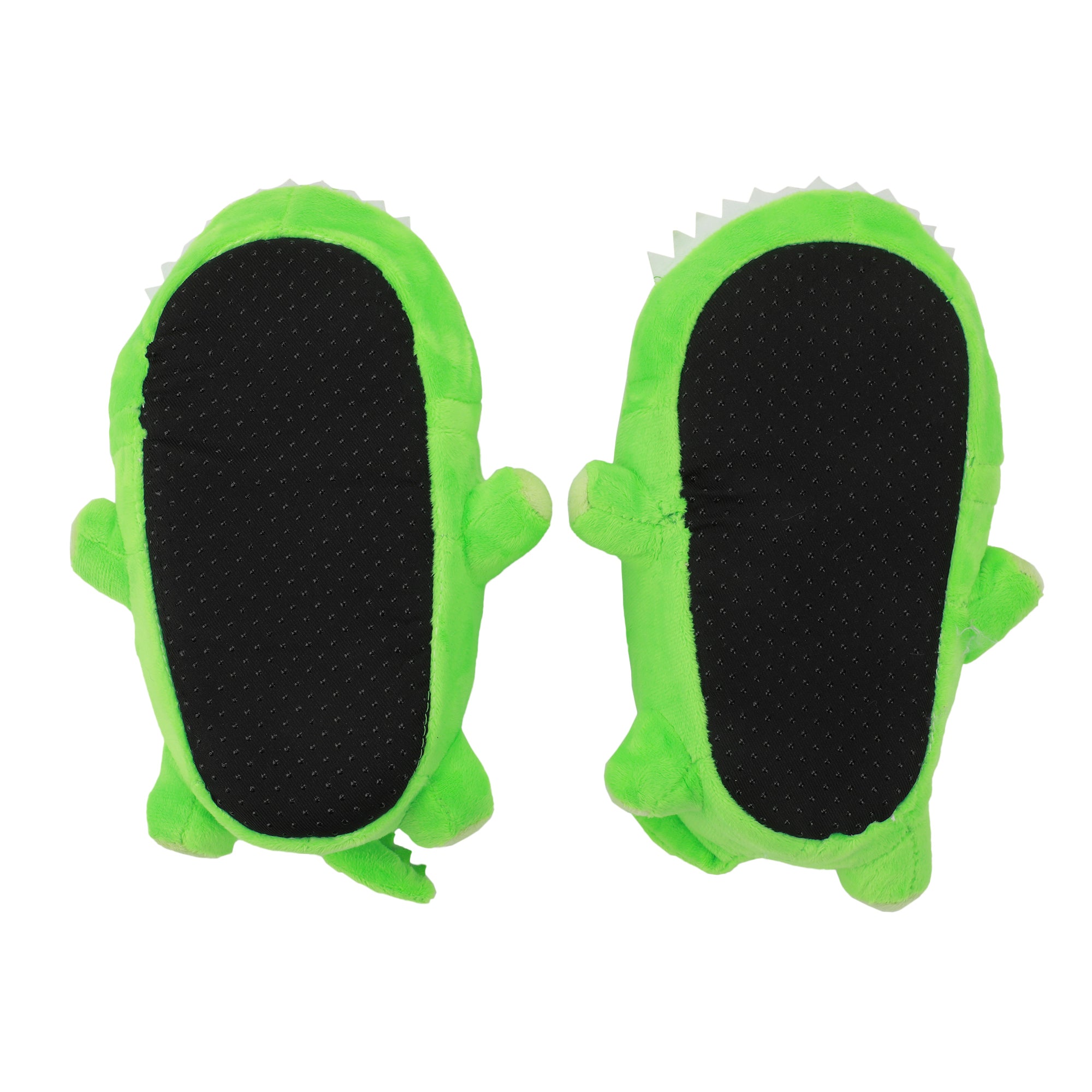 T-Rex Youth Green Plush Slippers