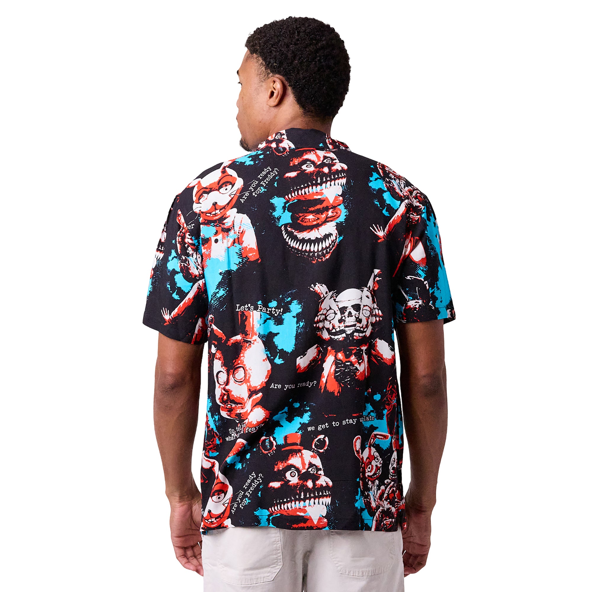 Five Nights at Freddy's Bonnie the Bunny All-Over Print Men's Collared Button-Up Short Sleeve Shirt