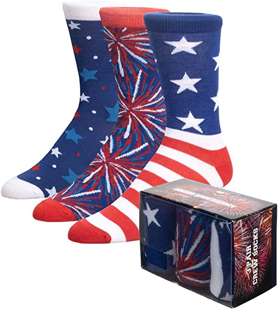 Americana Crew Socks (3-Pack Box Set)-OSFA