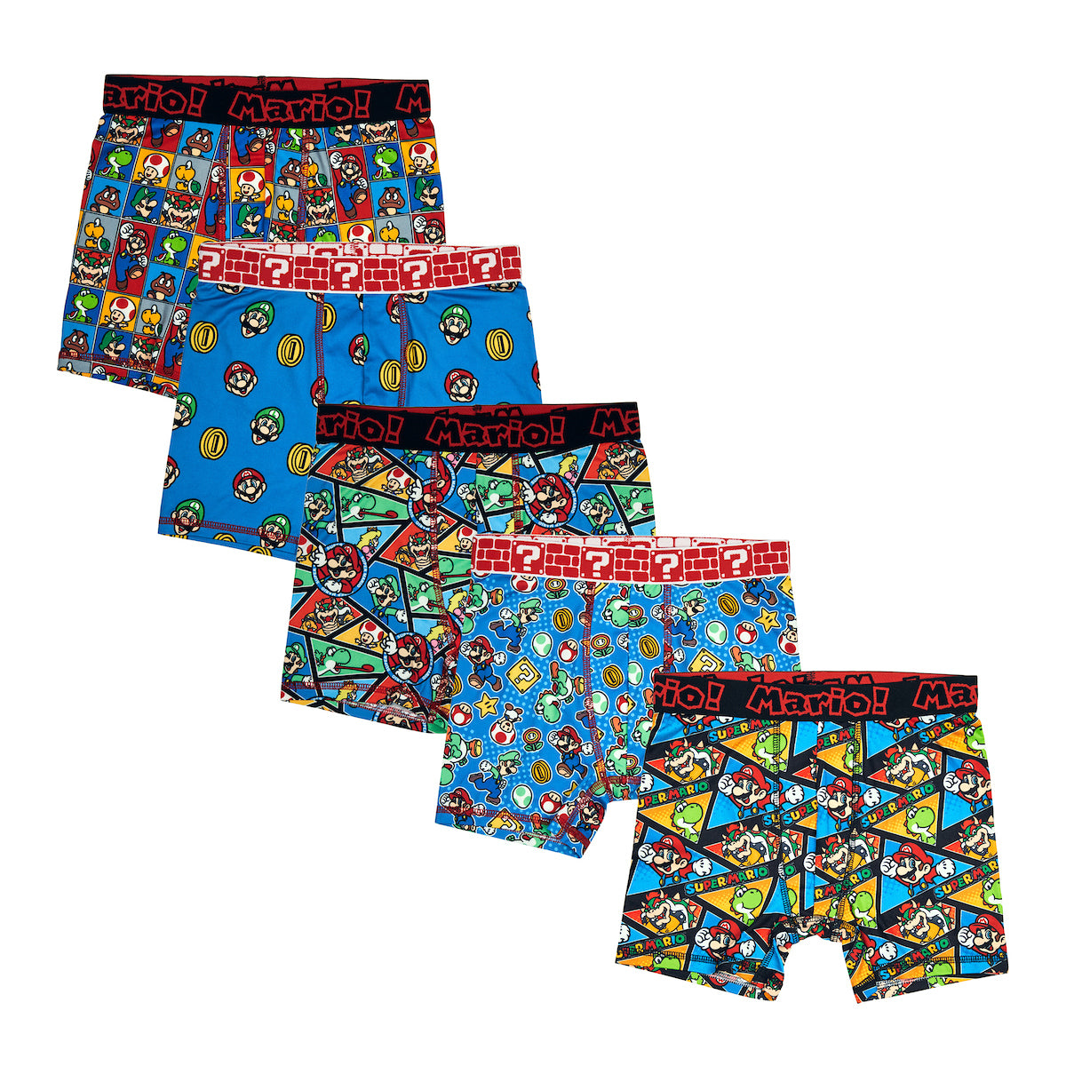 Super Mario Brothers 5-Pack of Boys' Character Boxer Briefs