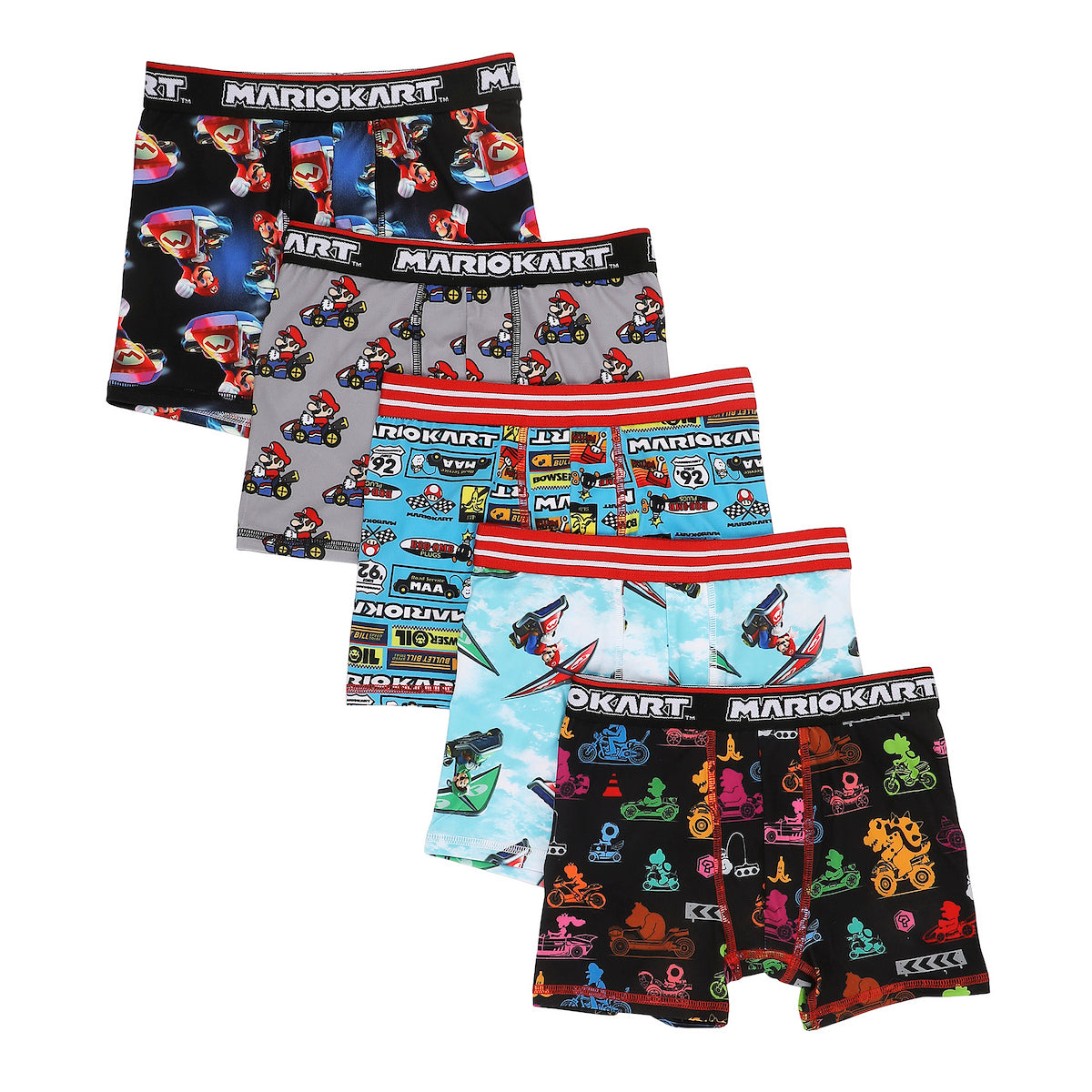 Mario Kart All-Over Prints Boys’ Boxer Briefs Multipack (5 Pack)