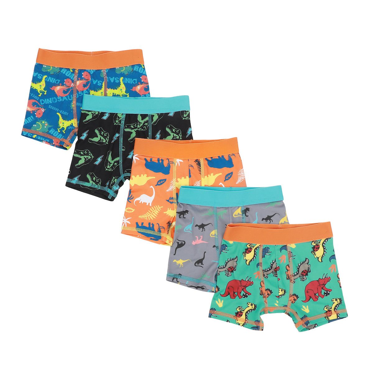 Dinosaur AOP Toddler Boy's 5-Pack Boxer Briefs, Sizes 2T-5T