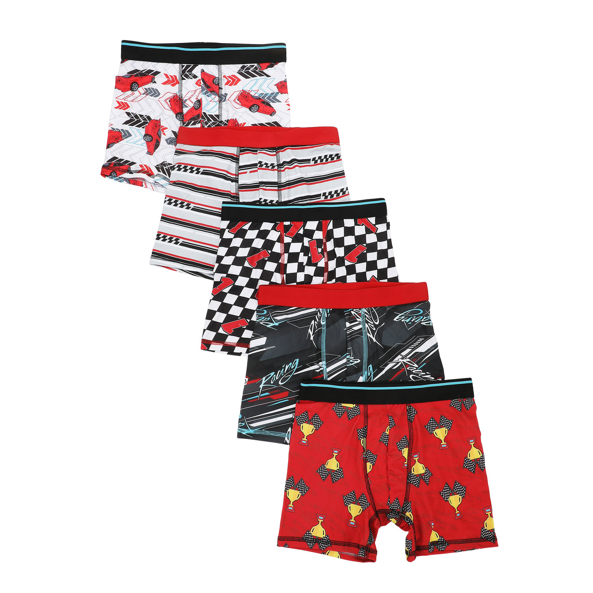 FUNFARE Underwear Racing Boy's 5-Pack Boxer Briefs