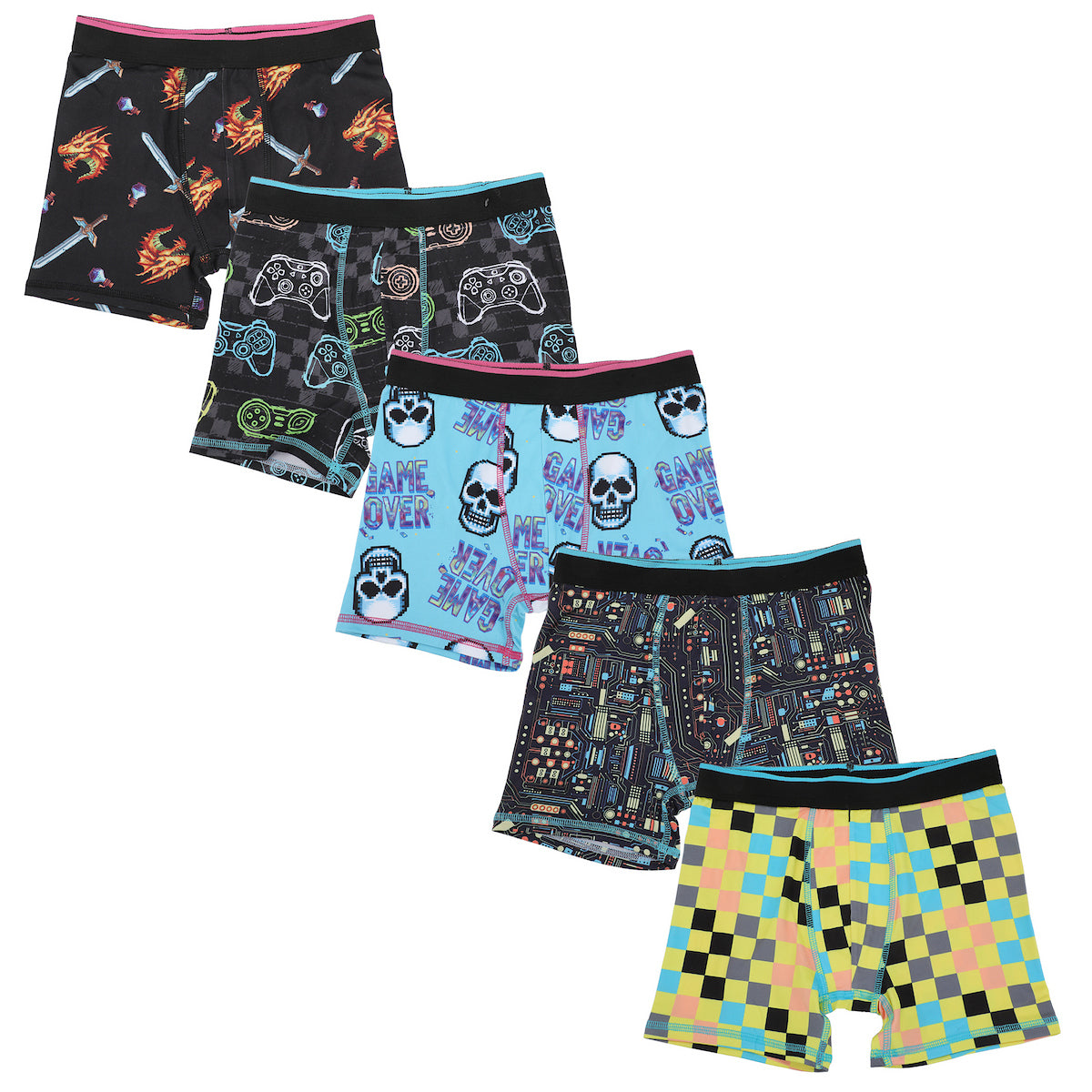 FUNFARE Underwear Games Swords & Maze Adventures Boy's 5-Pack Boxer Briefs