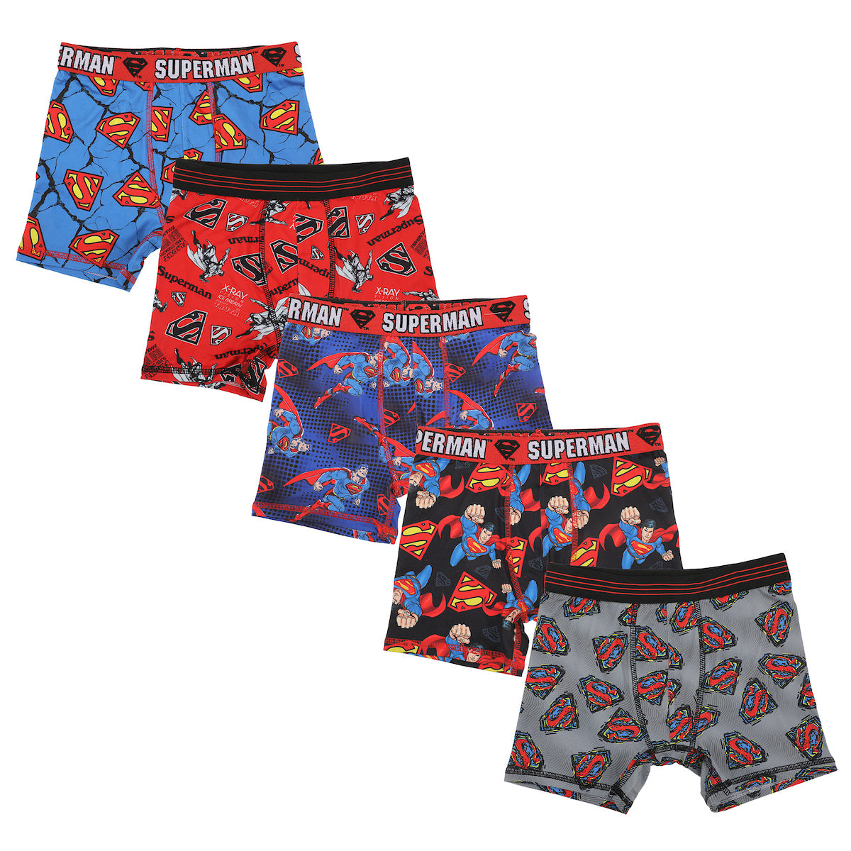 Superman Superhero & Logo Boy's 5-Pack Boxer Briefs