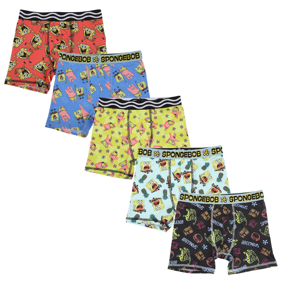 Spongebob Squarepants Spongebob & Patrick All-Over Print Boy's 5-Pack Boxer Briefs