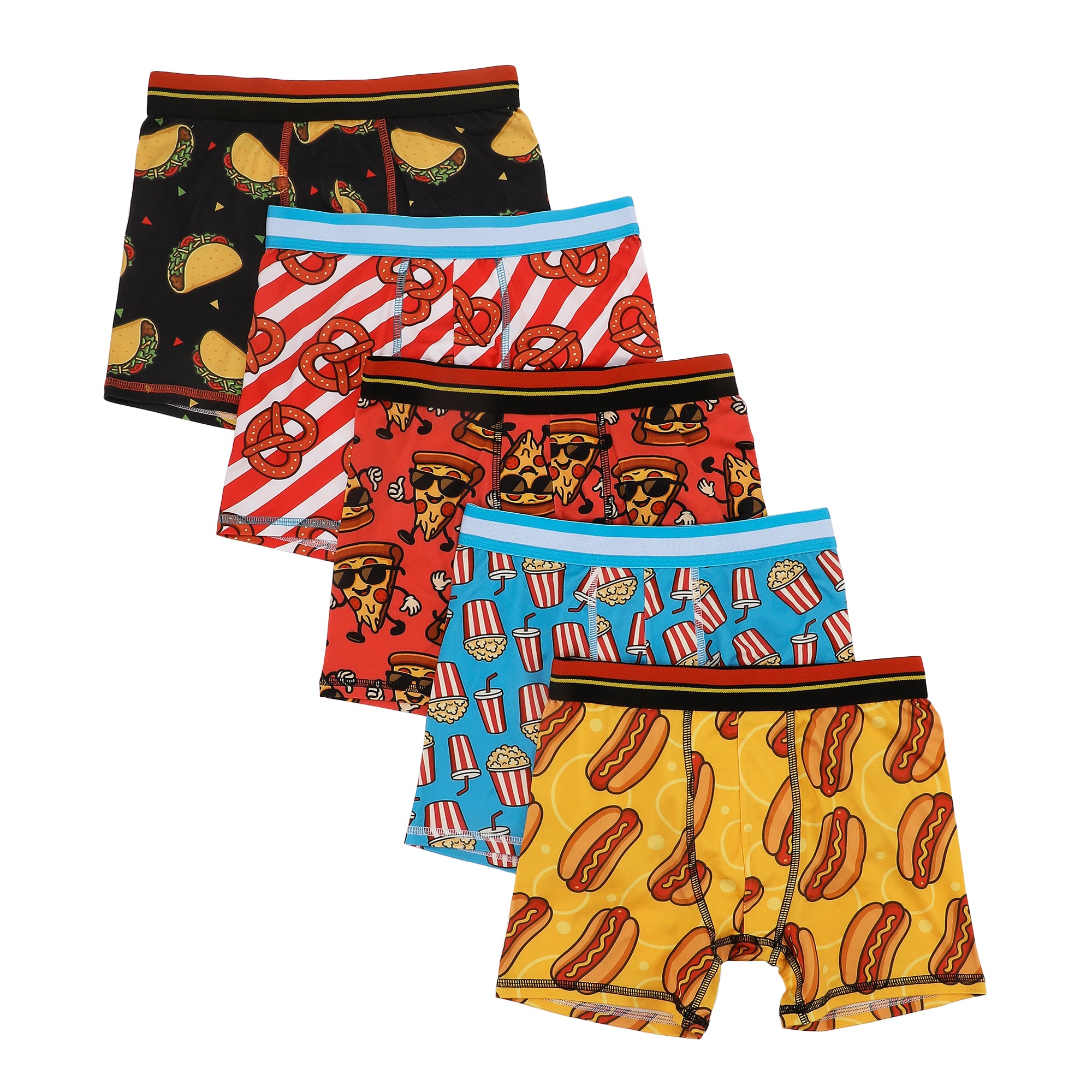 FUNFARE Underwear Favorite Snacks All-Over Prints Boys' Boxer Briefs Multipack (5 Pack)