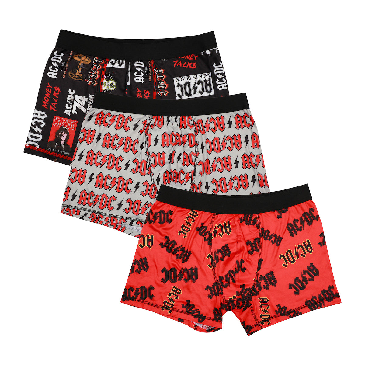 ACDC Album Art & Logos Men's 3-Pair Boxer Briefs
