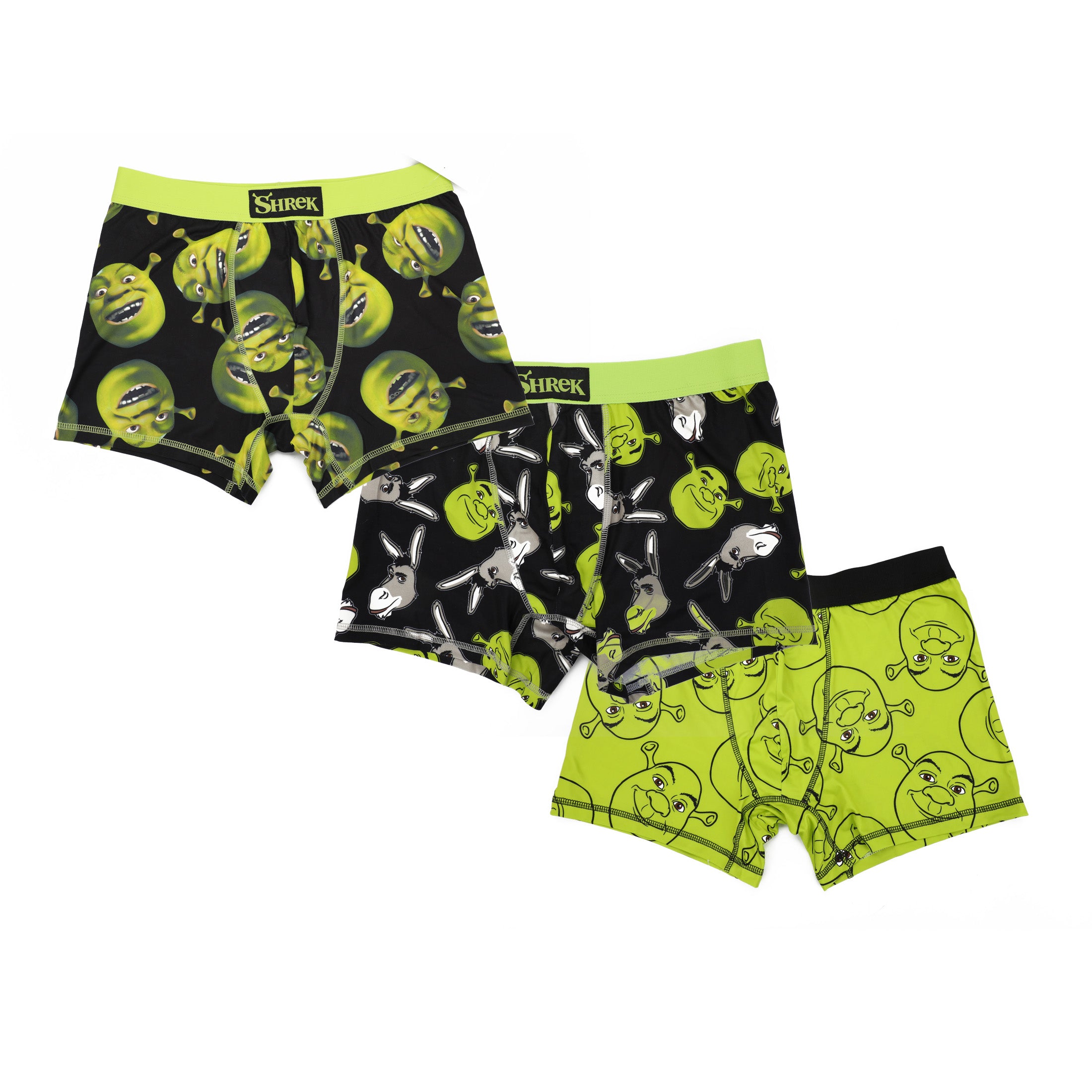 Shrek Donkey & Shrek Character Print Men's 3-pack Boxer Briefs