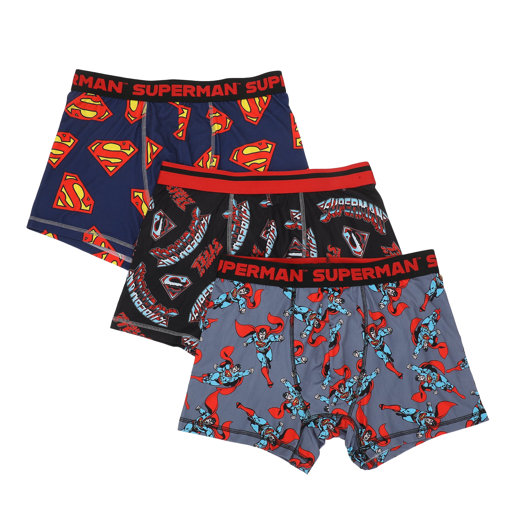 Superman Logo & Character Art Men's 3-Pack Boxer Briefs