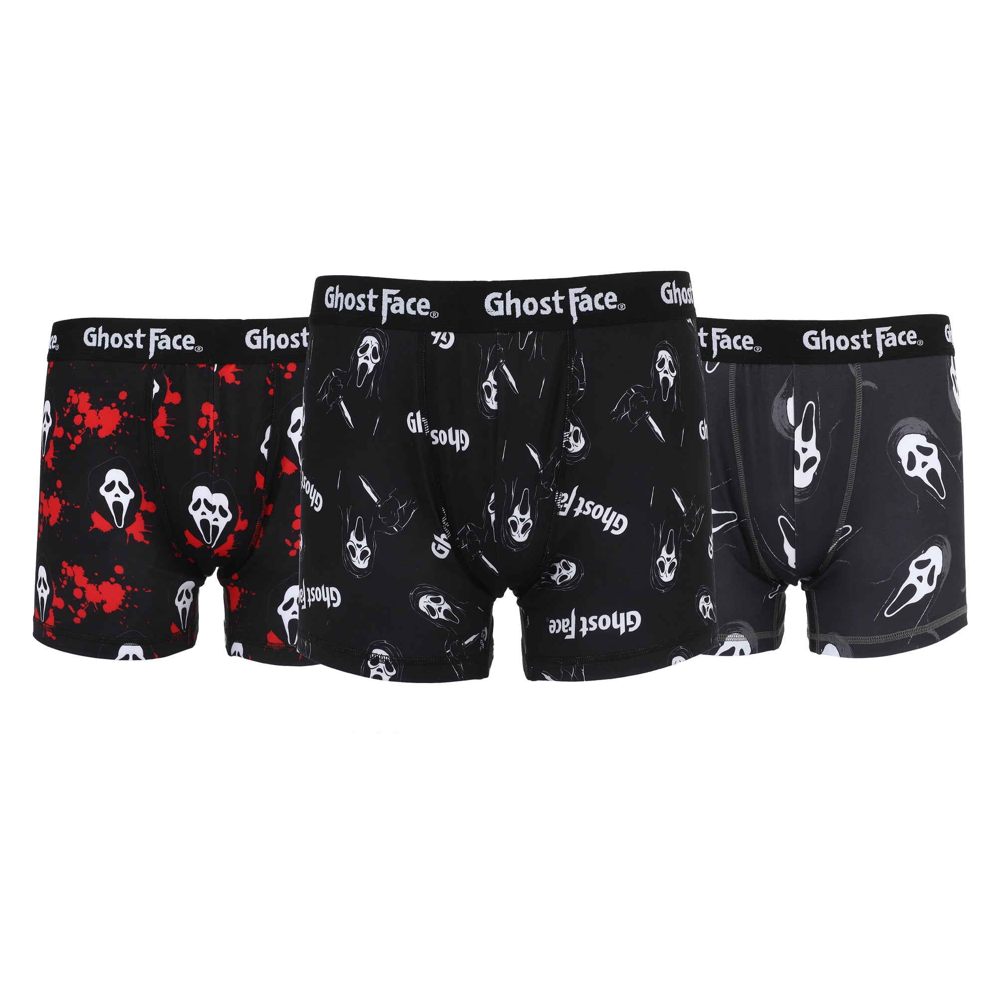 Ghostface Character Mask 3-Pack Men's Black Boxer Briefs