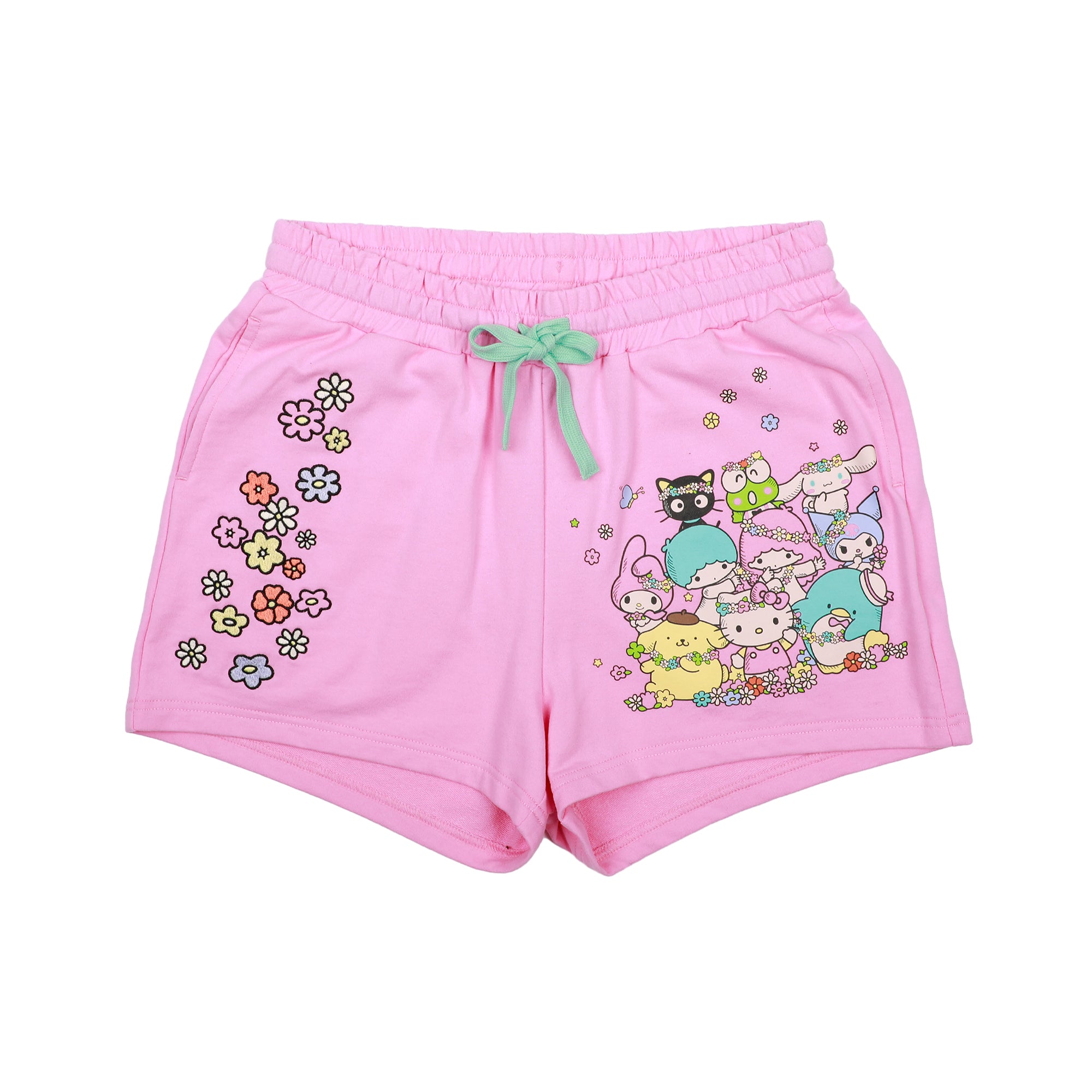 Hello Kitty & Friends Characters Celebrating Women's Pink Sweat Shorts