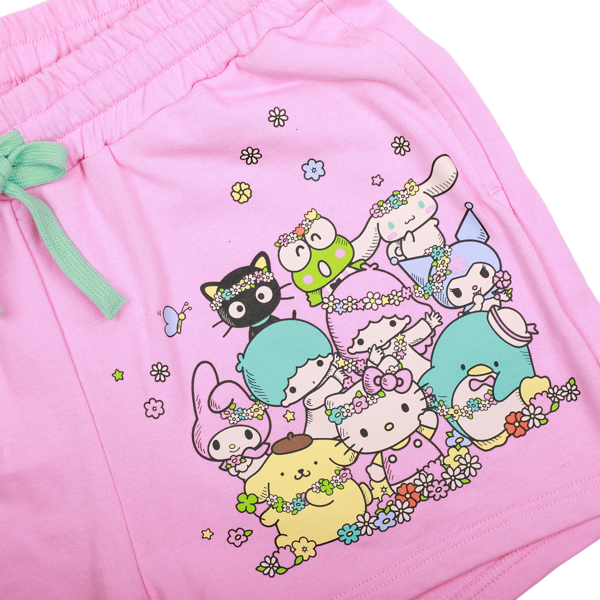 Hello Kitty & Friends Characters Celebrating Women's Pink Sweat Shorts