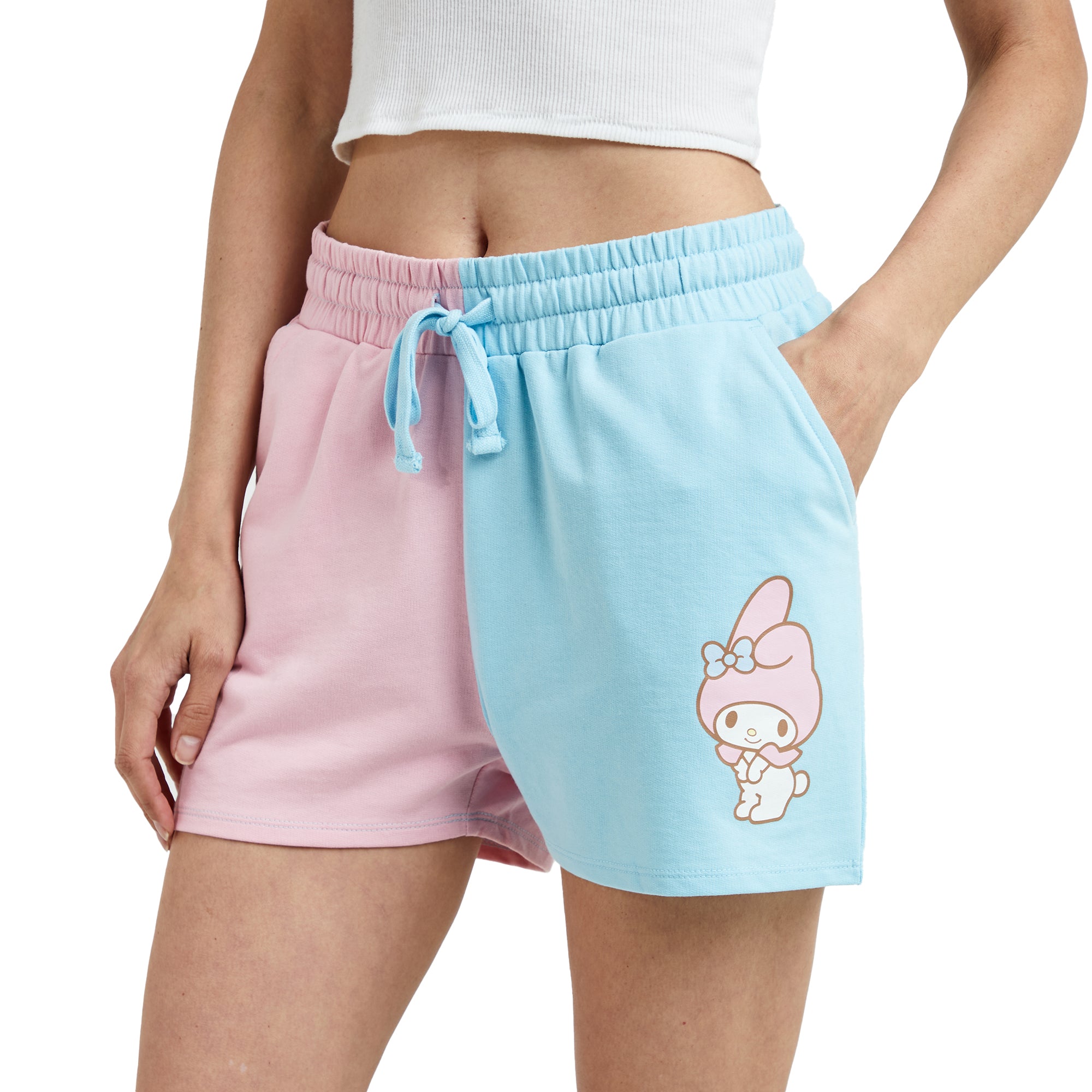 My Melody Character Art Pink & Blue Contrast Women's Sweat Shorts