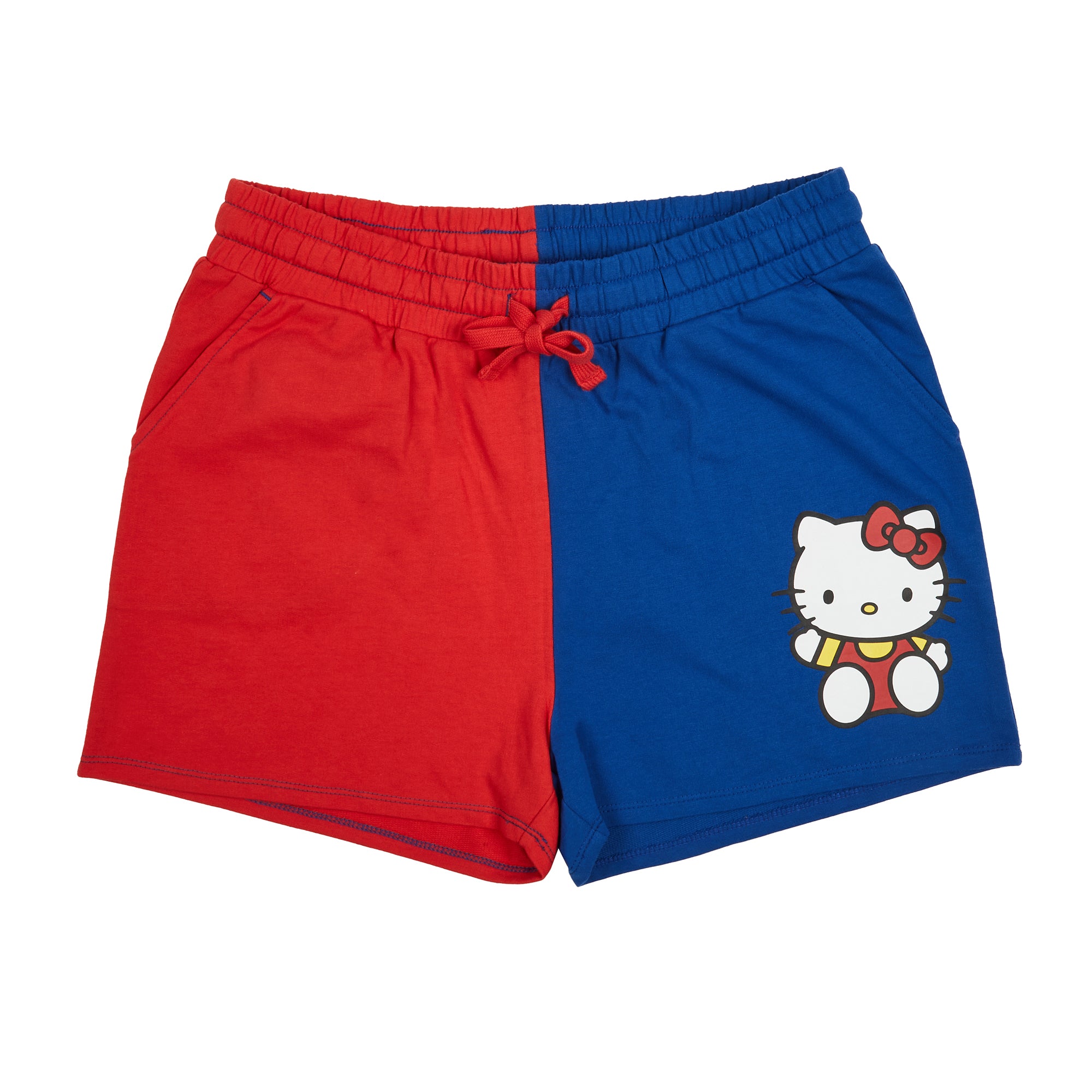Hello Kitty Character Art Women's Red & Blue Contrast Sweat Shorts