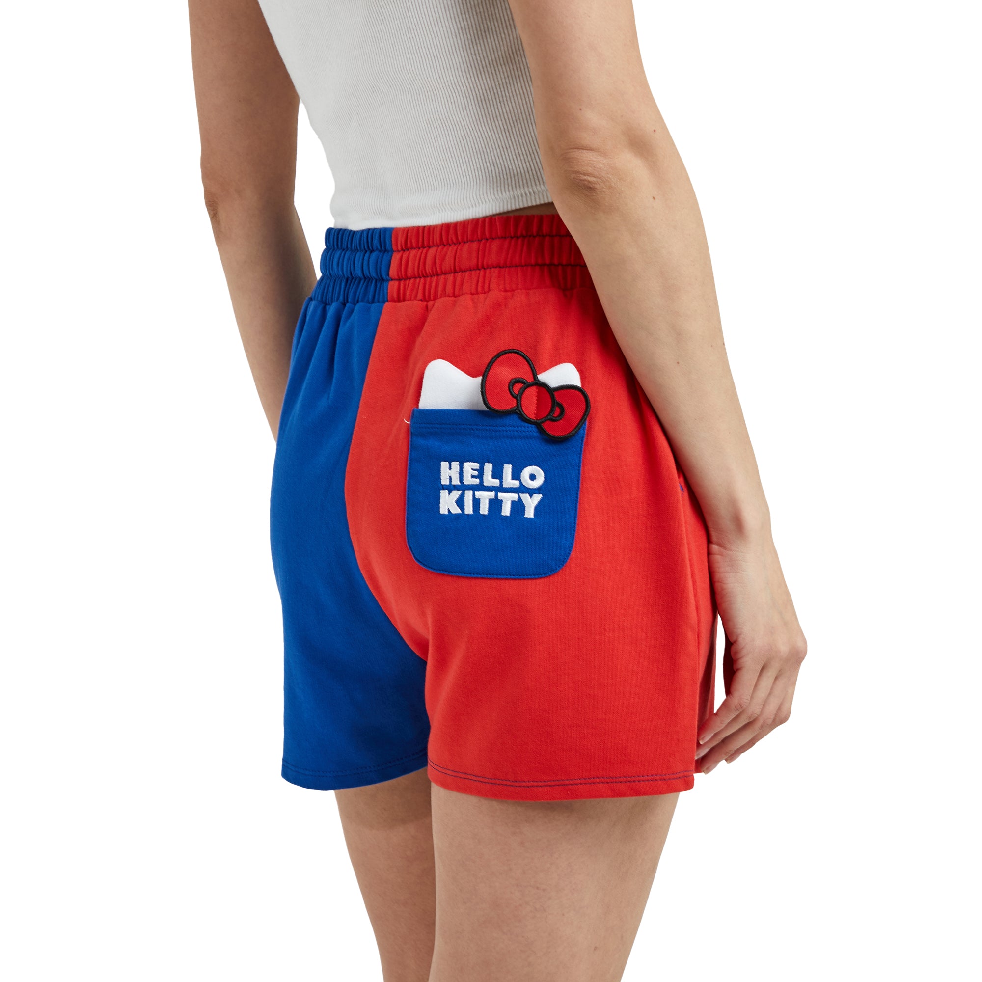 Hello Kitty Character Art Women's Red & Blue Contrast Sweat Shorts