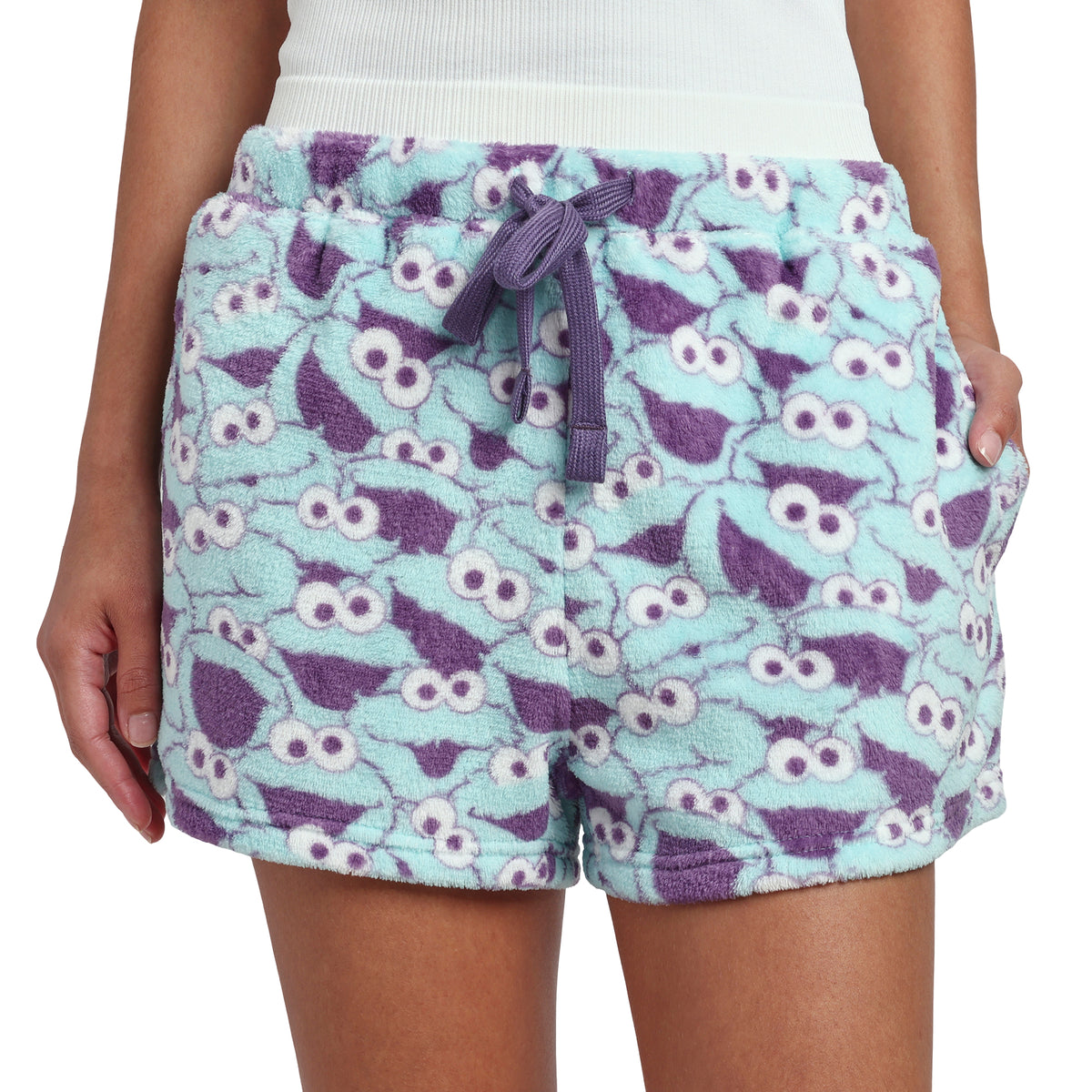 Sesame Street Cookie Monster All-Over Print Women's Drawstring Lounge Shorts