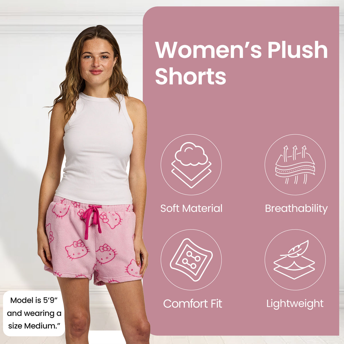 Hello Kitty All-Over Print Women's Plush Shorts