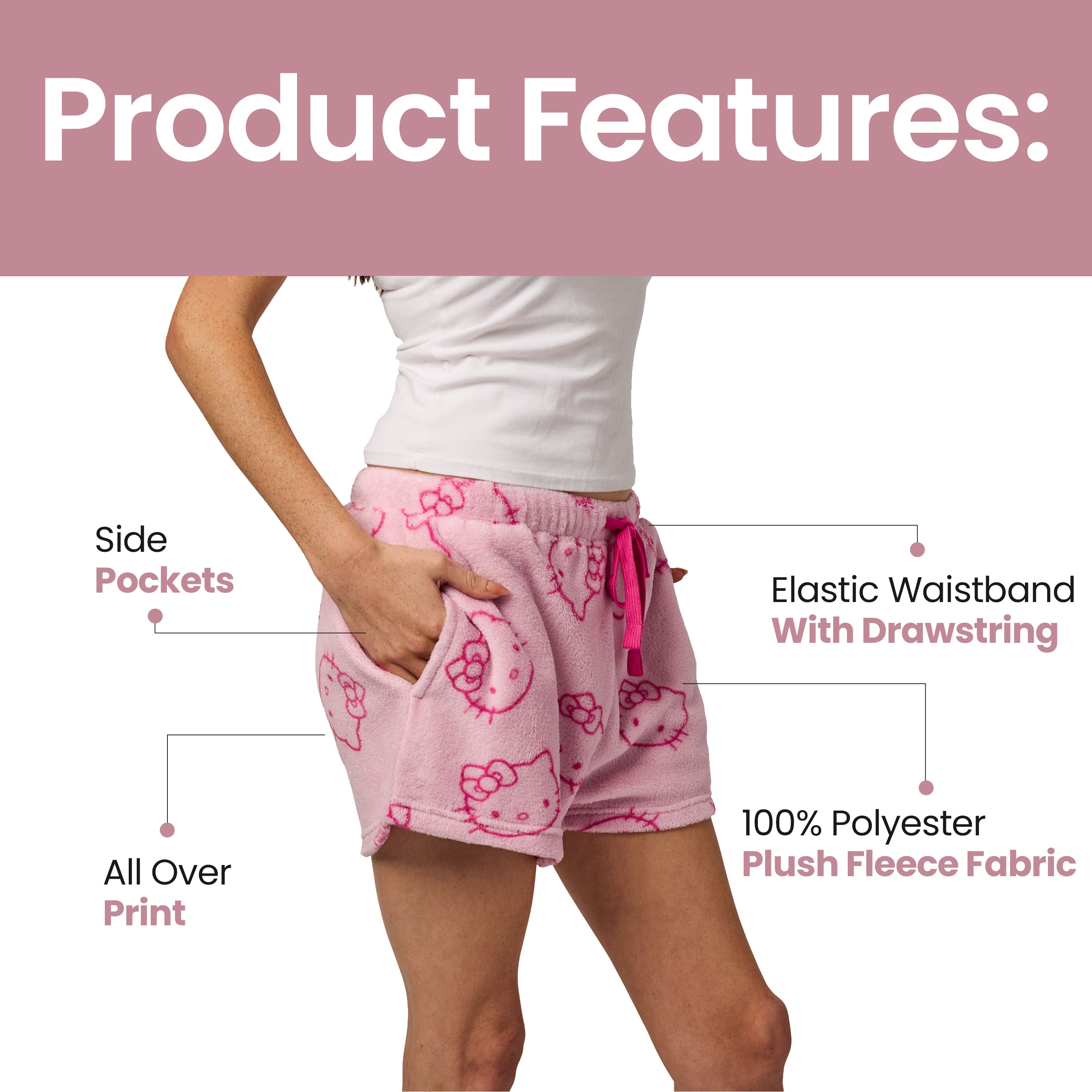 Hello Kitty All-Over Print Women's Plush Shorts