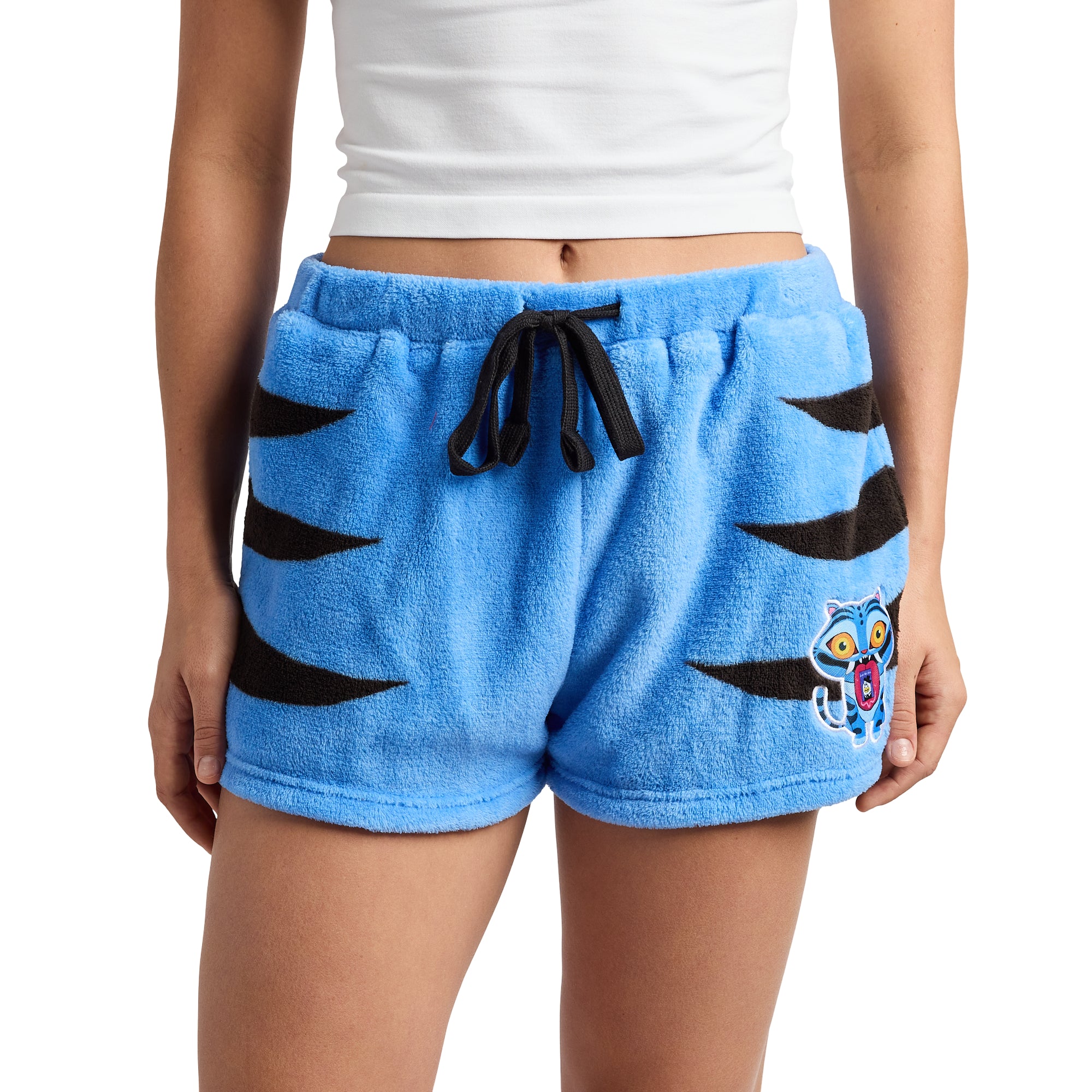 KPop Demon Hunters Derpy Tiger Women's Plush Shorts With Drawstring And Pockets