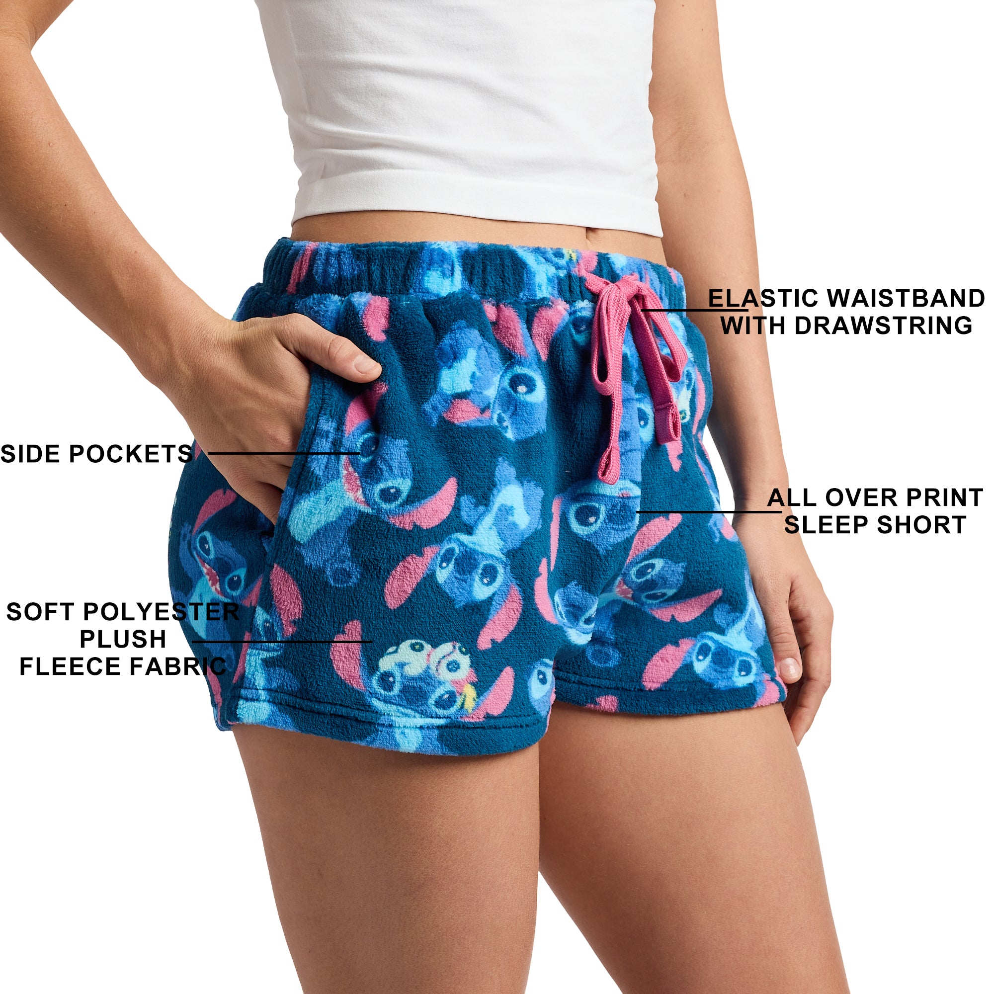 Disney's Stitch All-Over Print Women's Plush Shorts