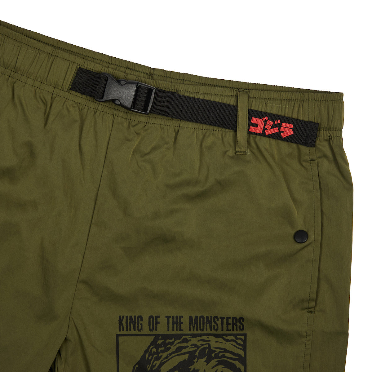 Godzilla Monster & Kanji Men's Olive Green Lounge Shorts