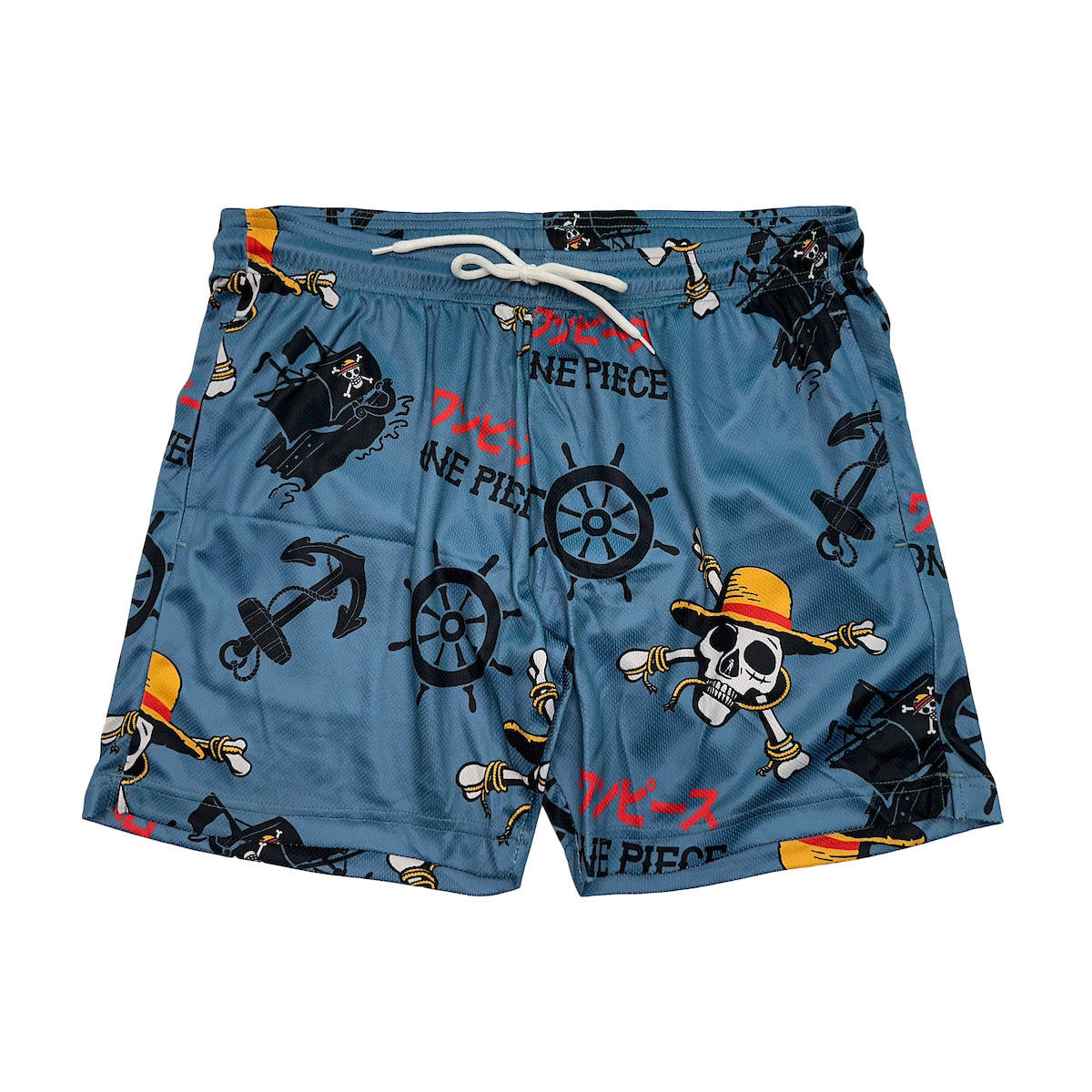 One Piece Live Action Straw Hat Pirate icons All-Over Print Men's Dark Blue Active Mesh Shorts