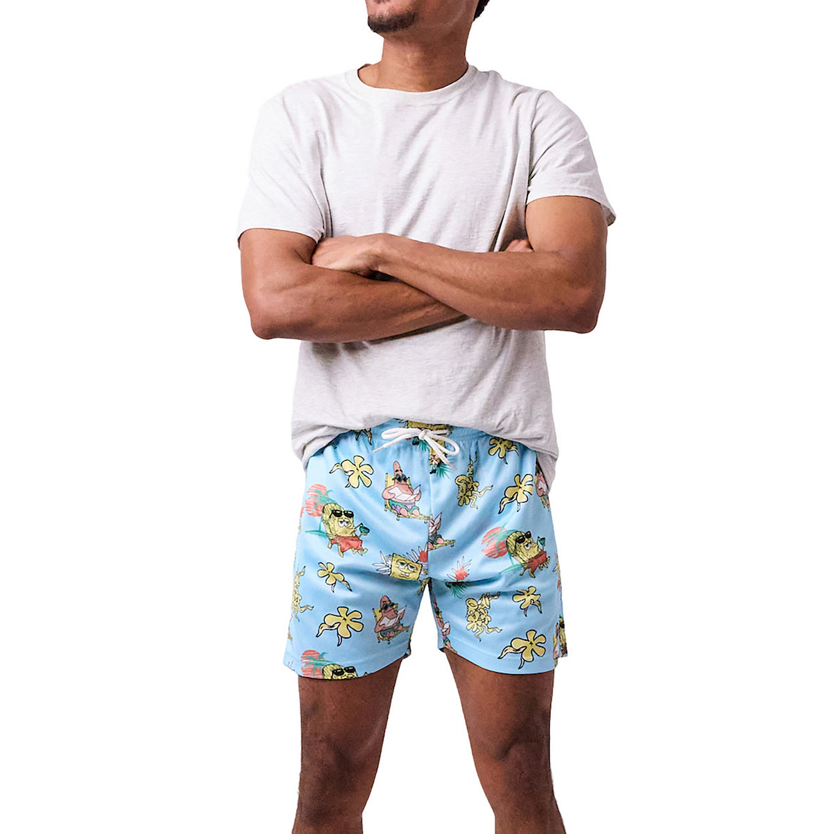Spongebob Squarepants Beach Day All-Over Print Men's Blue Active Mesh Shorts