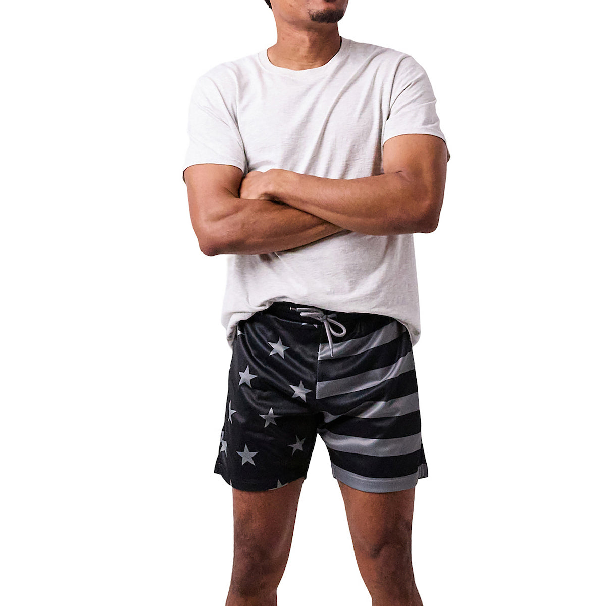 Dark-Toned American Flag Men's Active Mesh Shorts