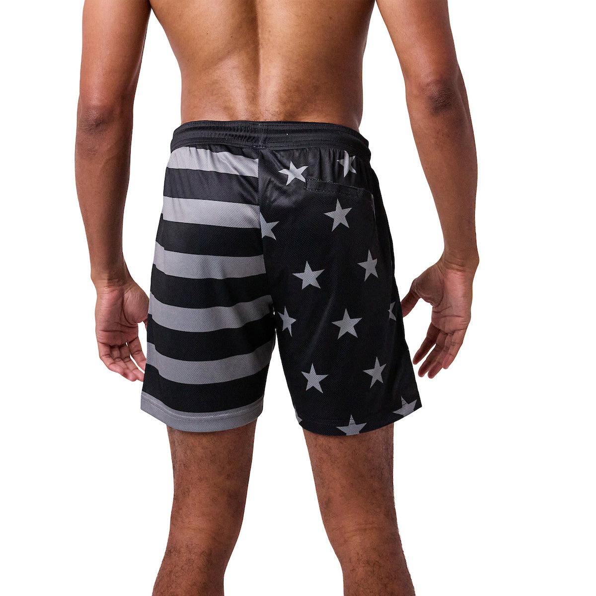 Dark-Toned American Flag Men's Active Mesh Shorts