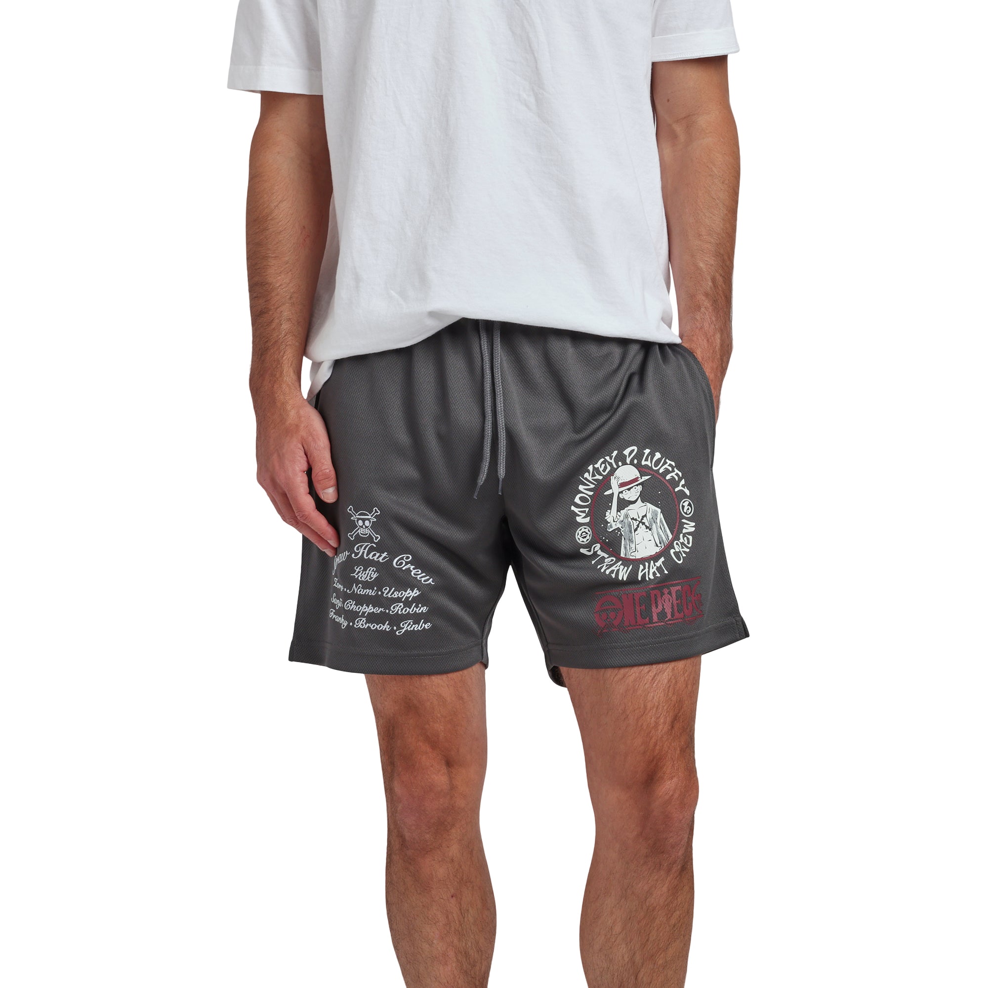 One Piece Monkey D Luffy’s Straw Hat Crew Men’s Gray Lounge Shorts