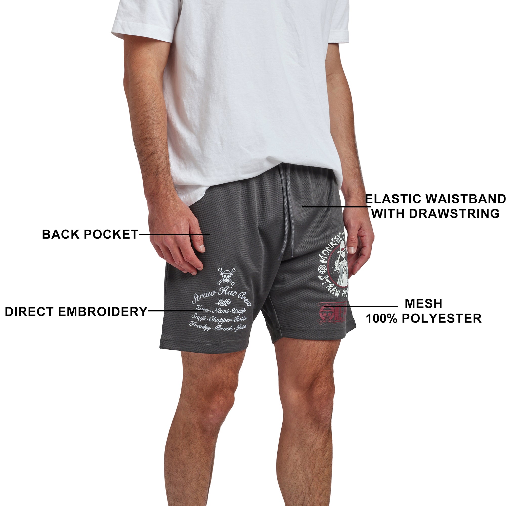 One Piece Monkey D Luffy’s Straw Hat Crew Men’s Gray Lounge Shorts