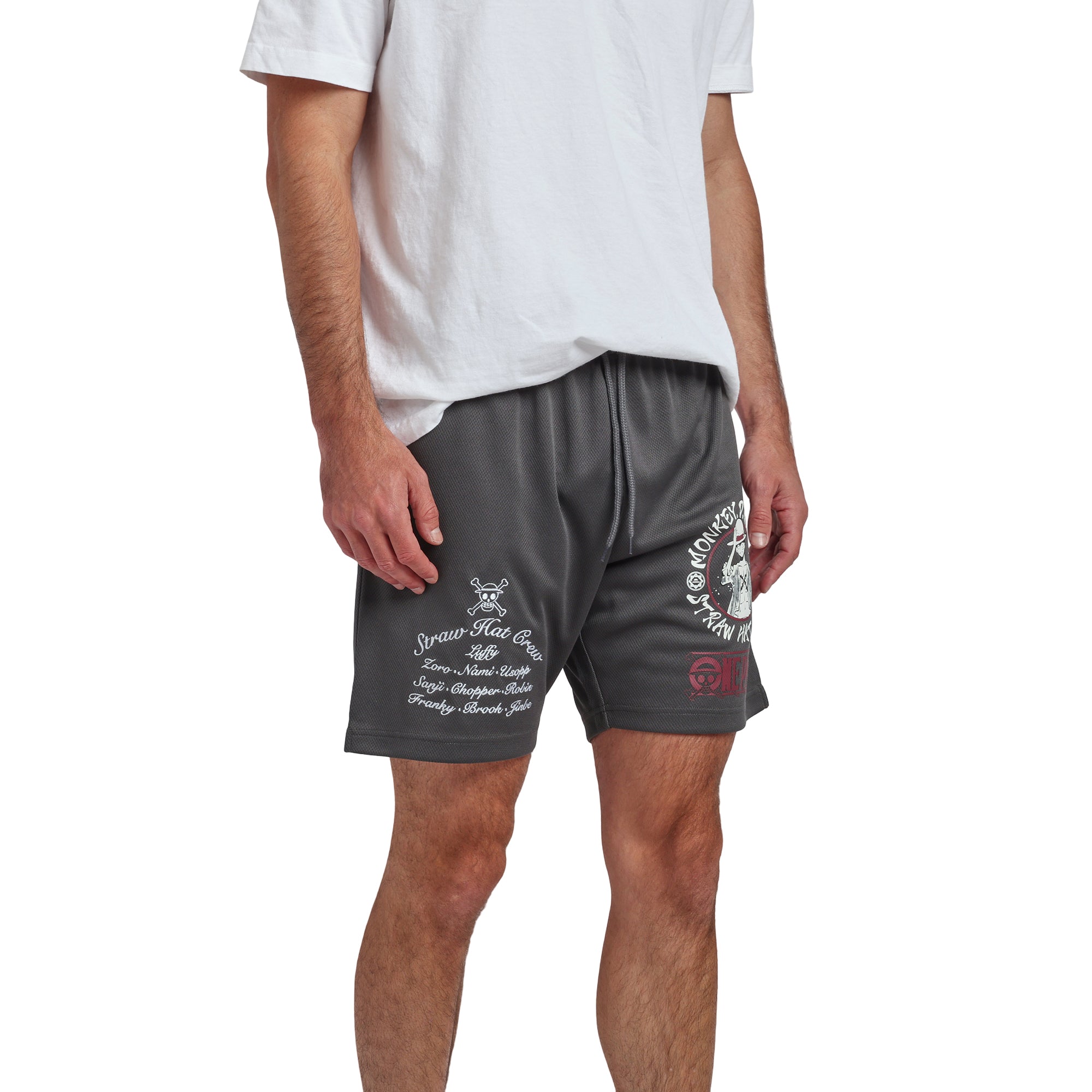 One Piece Monkey D Luffy's Straw Hat Crew Men's Gray Lounge Shorts