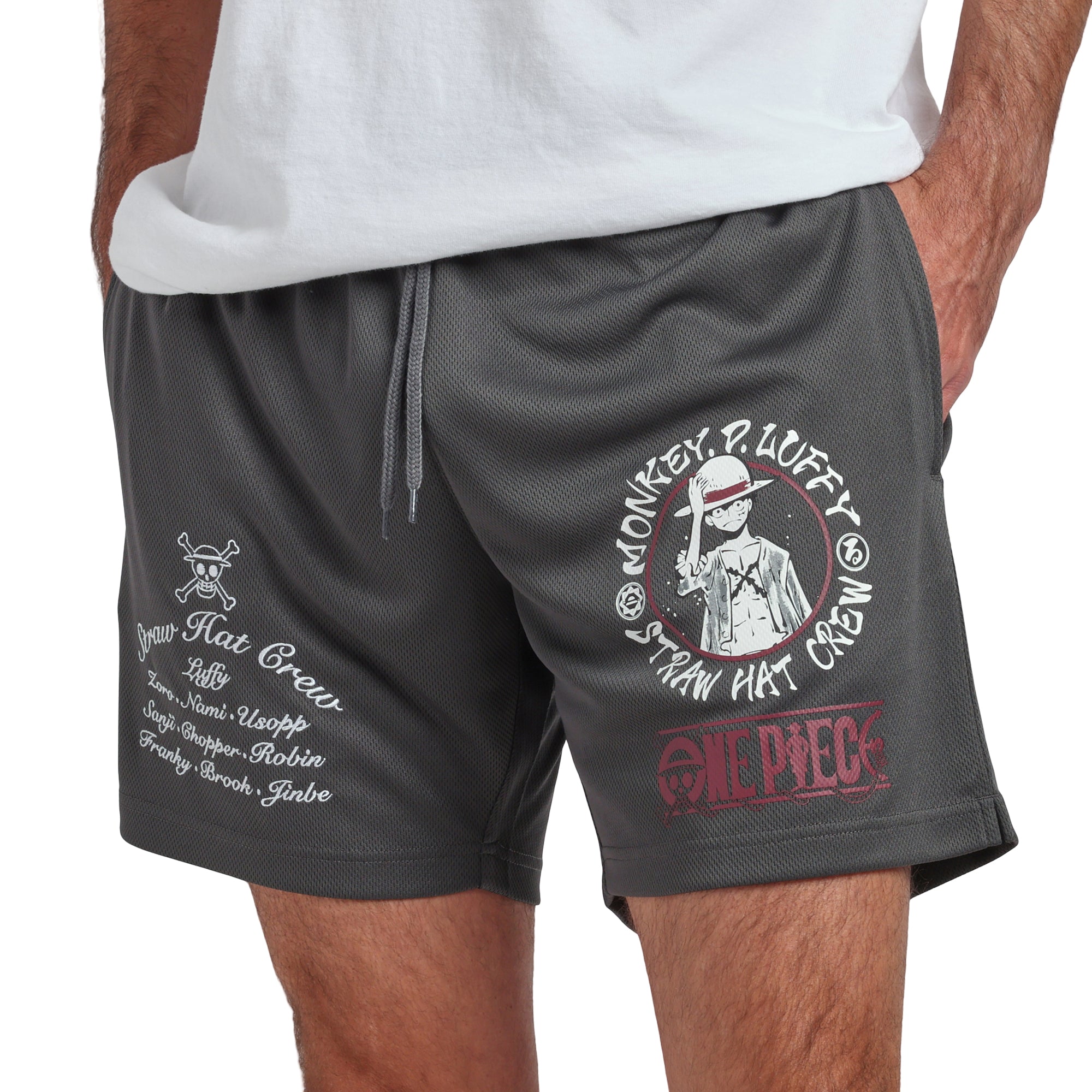 One Piece Monkey D Luffy's Straw Hat Crew Men's Gray Lounge Shorts