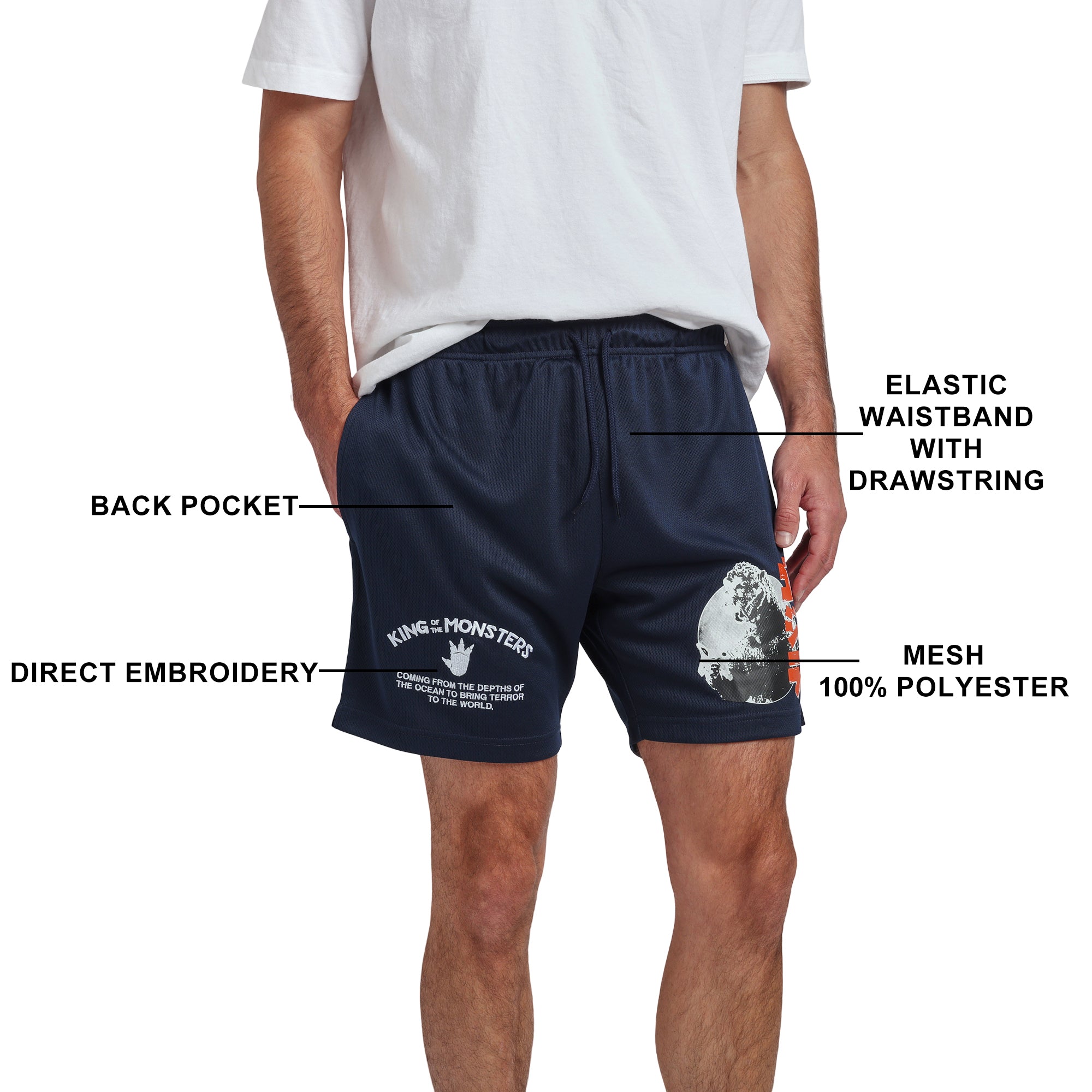Godzilla King of Monsters Men's Navy Blue Lounge Shorts