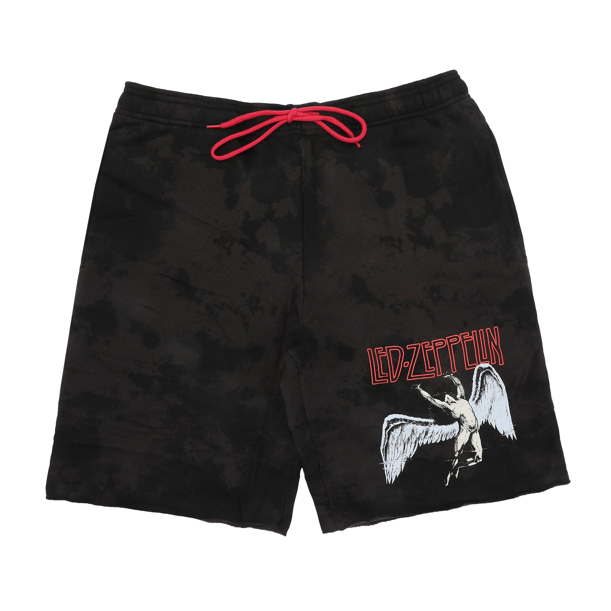 Led Zeppelin Falling Icarus Logo Men's Black Mineral Wash Sleep Pajama Shorts