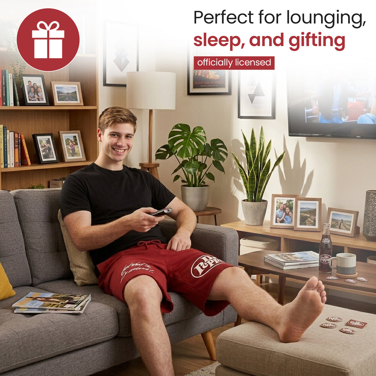 Dr. Pepper Just What The Dr. Ordered Men's Maroon Cotton Fleece Lounge Shorts