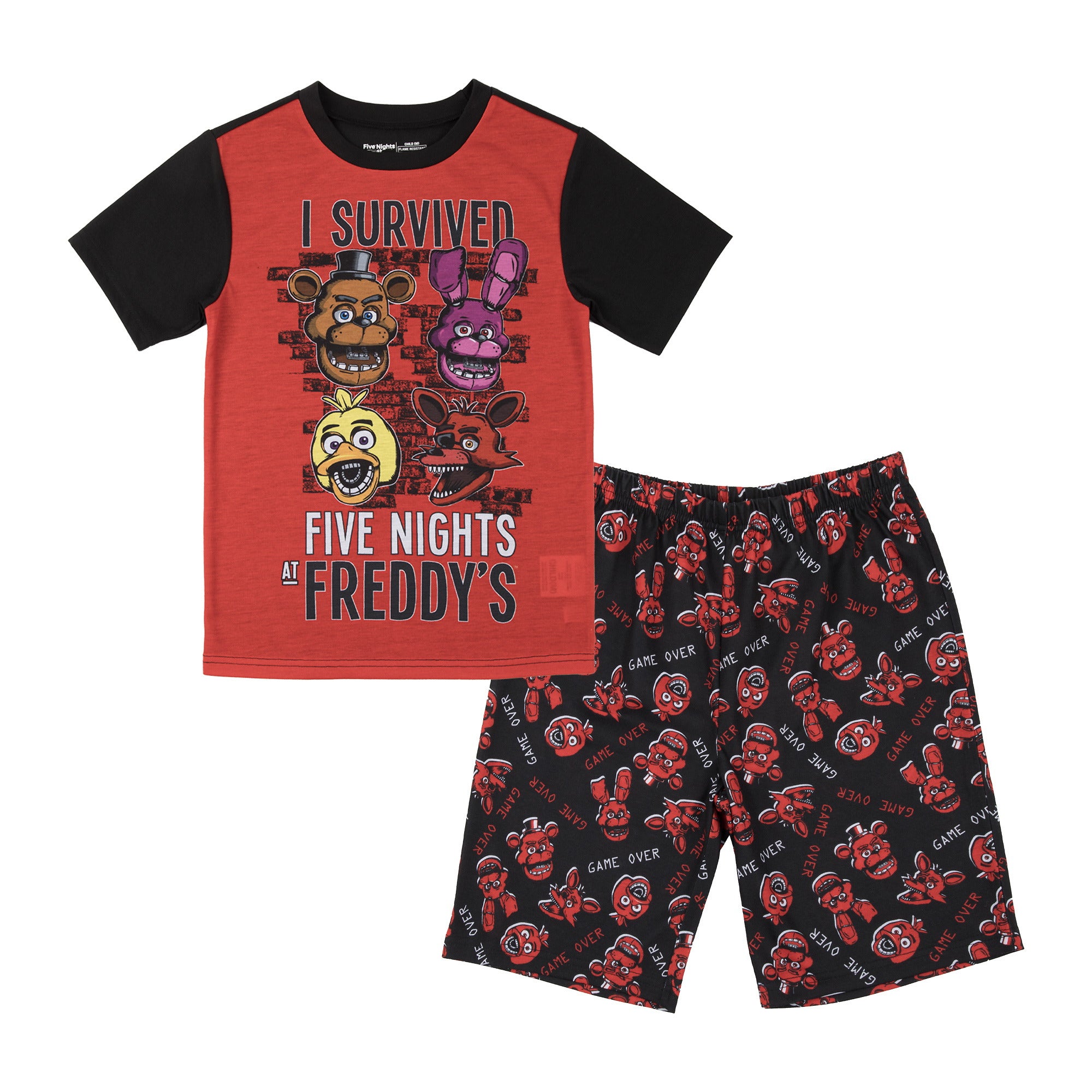 Five Nights at Freddy's Youth Sleepwear Set Tee Shirt, Sleep Shorts, Sleep Pants