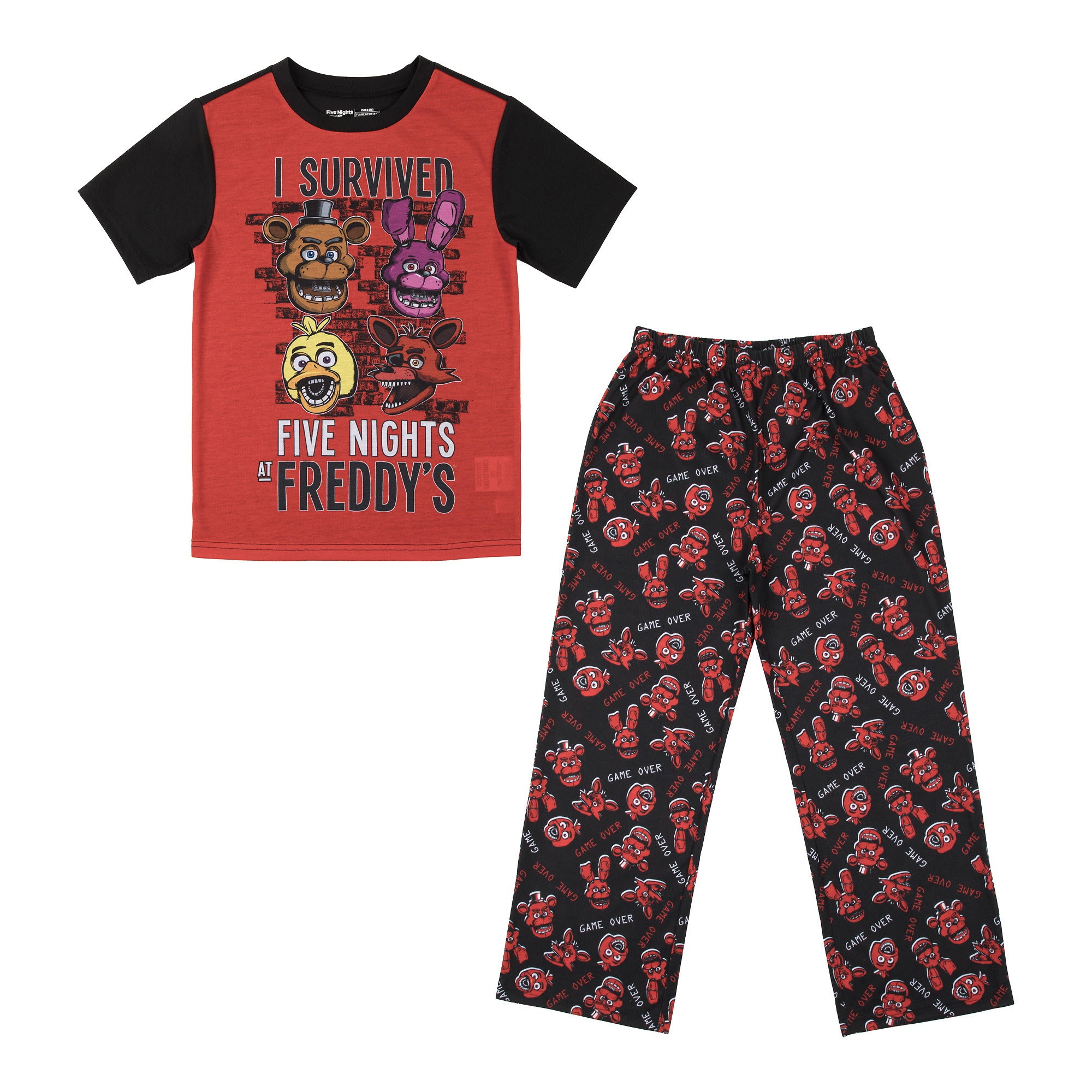 Five Nights at Freddy's Youth Sleepwear Set Tee Shirt, Sleep Shorts, Sleep Pants