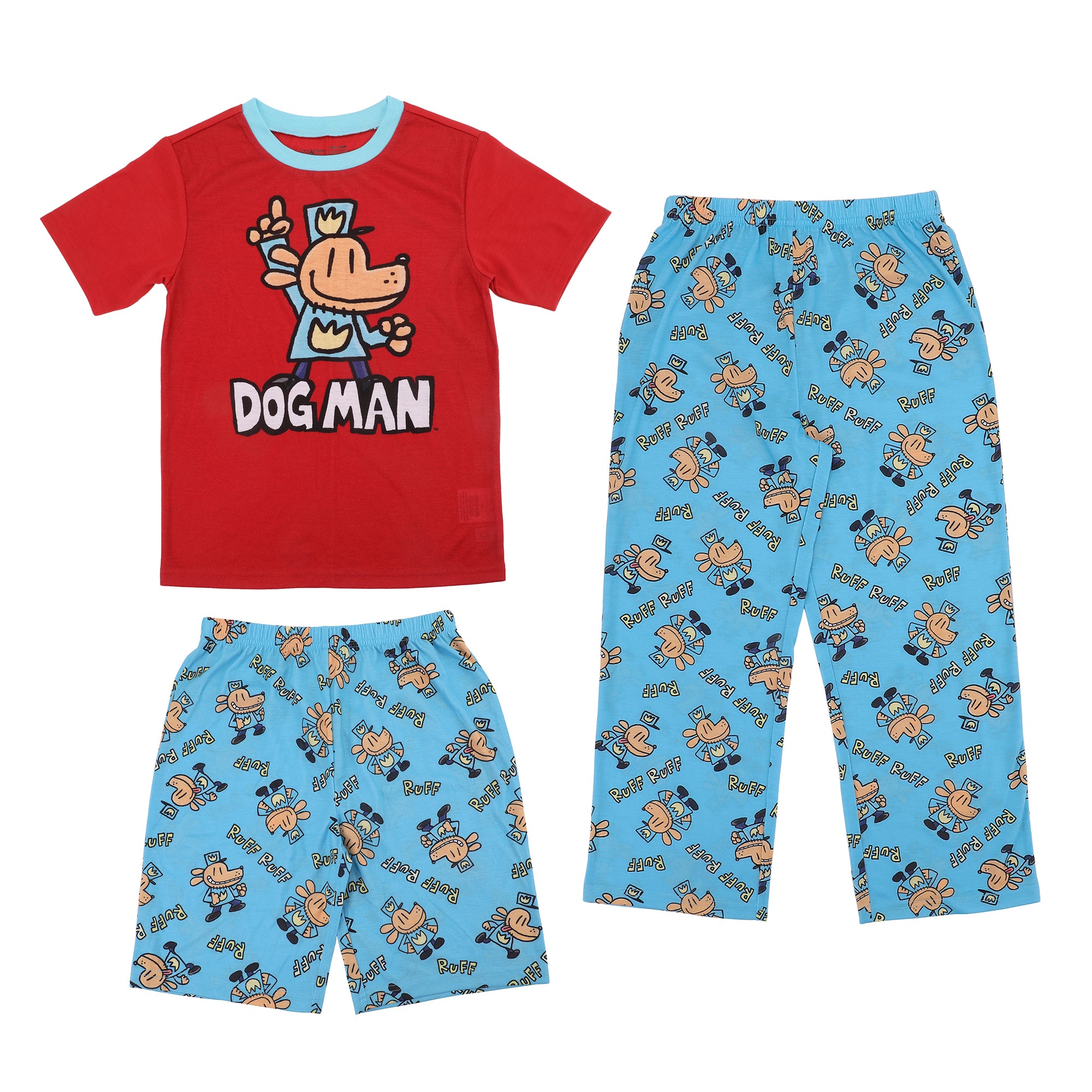 Dog Man All-Over Print Boy’s 3-Piece Pajama Set