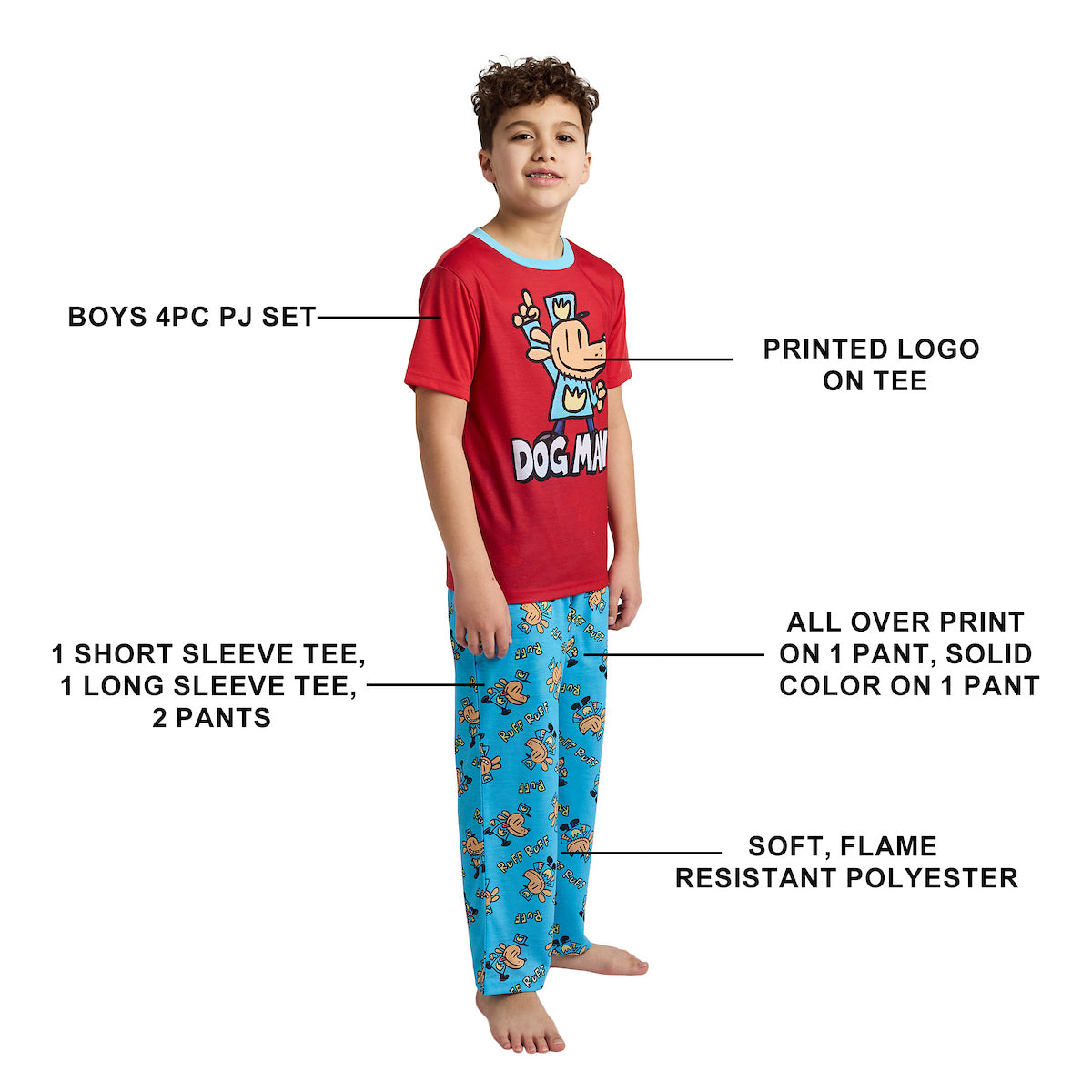 Dog Man All-Over Print Boy's 3-Piece Pajama Set