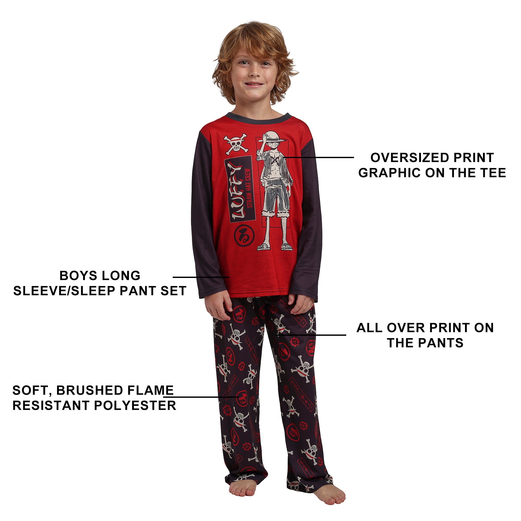 One Piece Luffy Straw Hat Crew Boy's 2-Pack Pajama Set