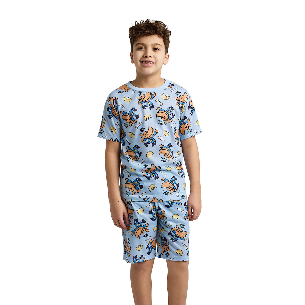 Dog Man Character Print Boy's 4-Pack Pajama Set